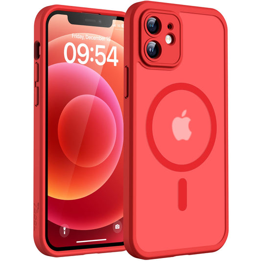 TOCOL for iPhone 12 Case, Full Camera Protection, Drop Protection, Compatible with Magsafe, Matte Phone Case for iPhone 12 6.1 inch (Red)