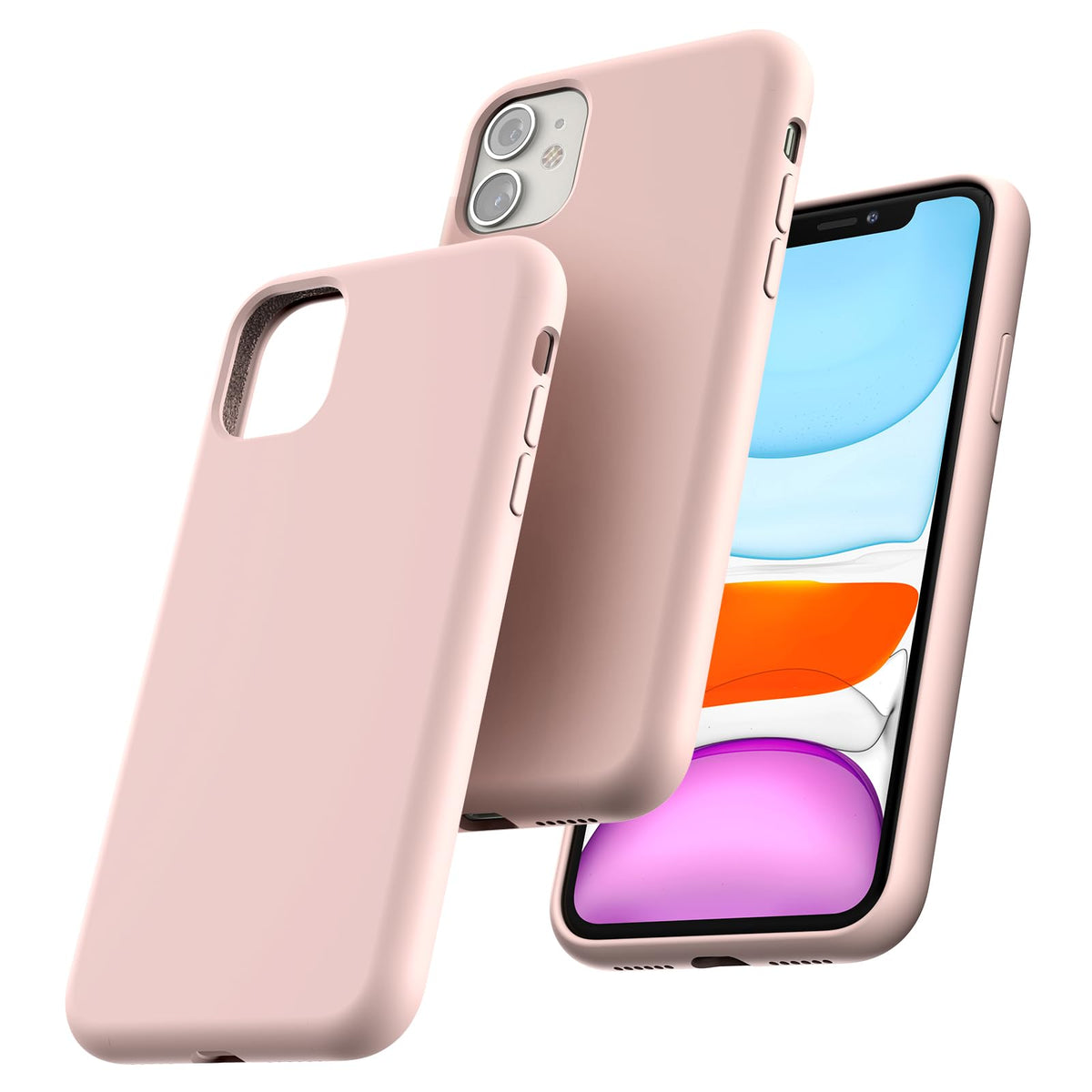 TOCOL 5 in 1 Designed for iPhone 11 Case, with 2 Pack Screen Protector + 2 Pack Camera Lens Protector, Liquid Silicone Slim [Anti-Scratch] [Drop Protection] for iPhone 11 Phone Case, Purple