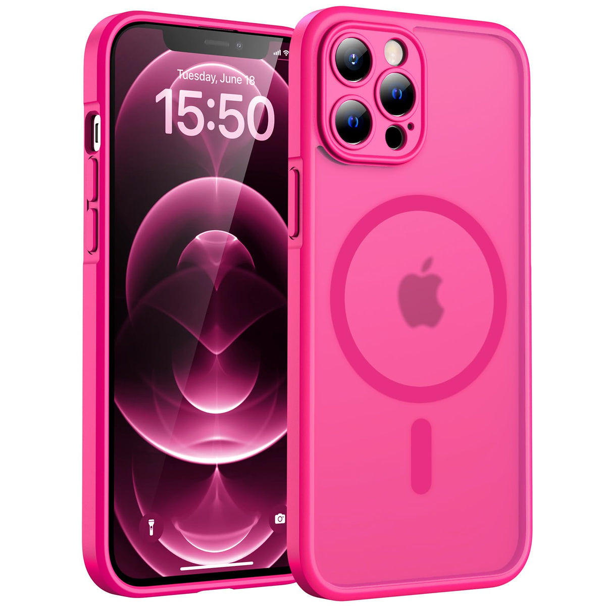 TOCOL for iPhone 12 Pro Max Case, Compatible with MagSafe, Hot Pink