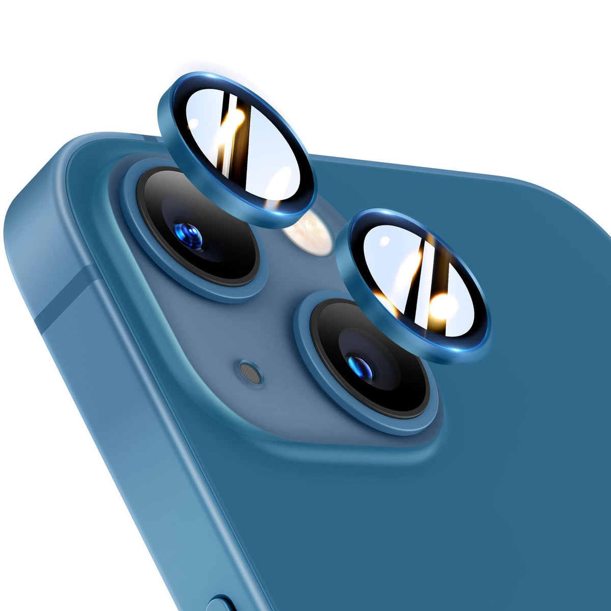 TOCOL Camera Lens Protector for iPhone 13 / iPhone 13 Mini Tempered Glass HD Individual Scratch Resistant Camera Cover Accessories Case Friendly 2 Pack（Dark Blue）