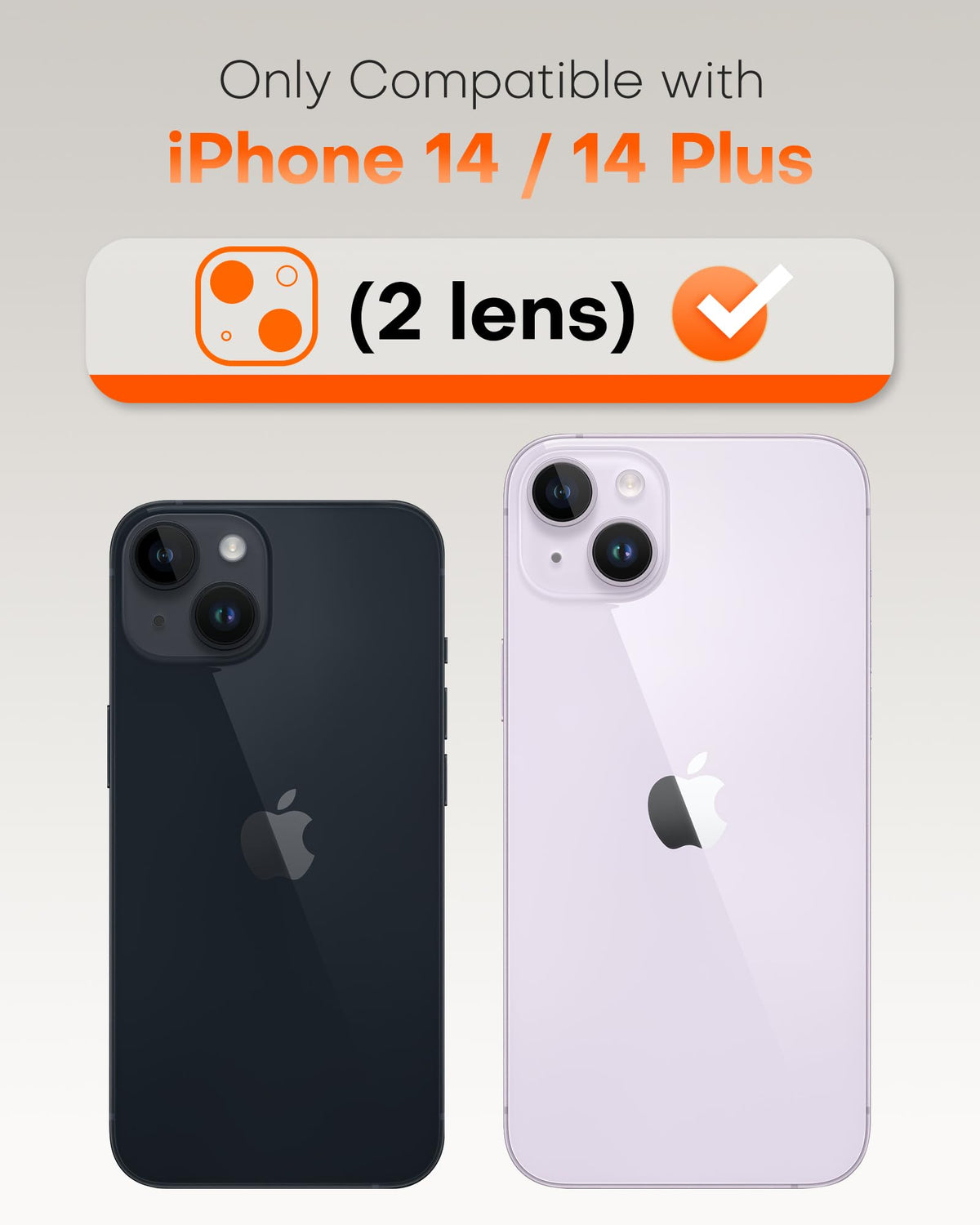 TOCOL Camera Lens Protector for iPhone 14 / iPhone 14 Plus Tempered Glass HD Individual Scratch Resistant Camera Cover Accessories Case Friendly 2 Pack（Light Purple）