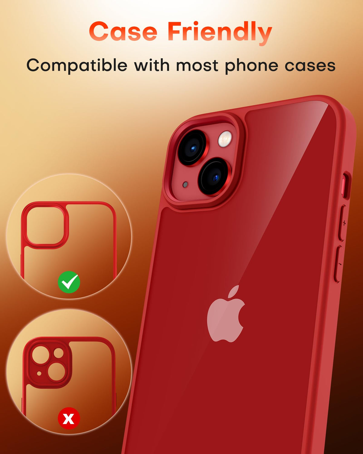 TOCOL Camera Lens Protector for iPhone 13 / iPhone 13 Mini Tempered Glass HD Individual Scratch Resistant Camera Cover Accessories Case Friendly 2 Pack（Red）