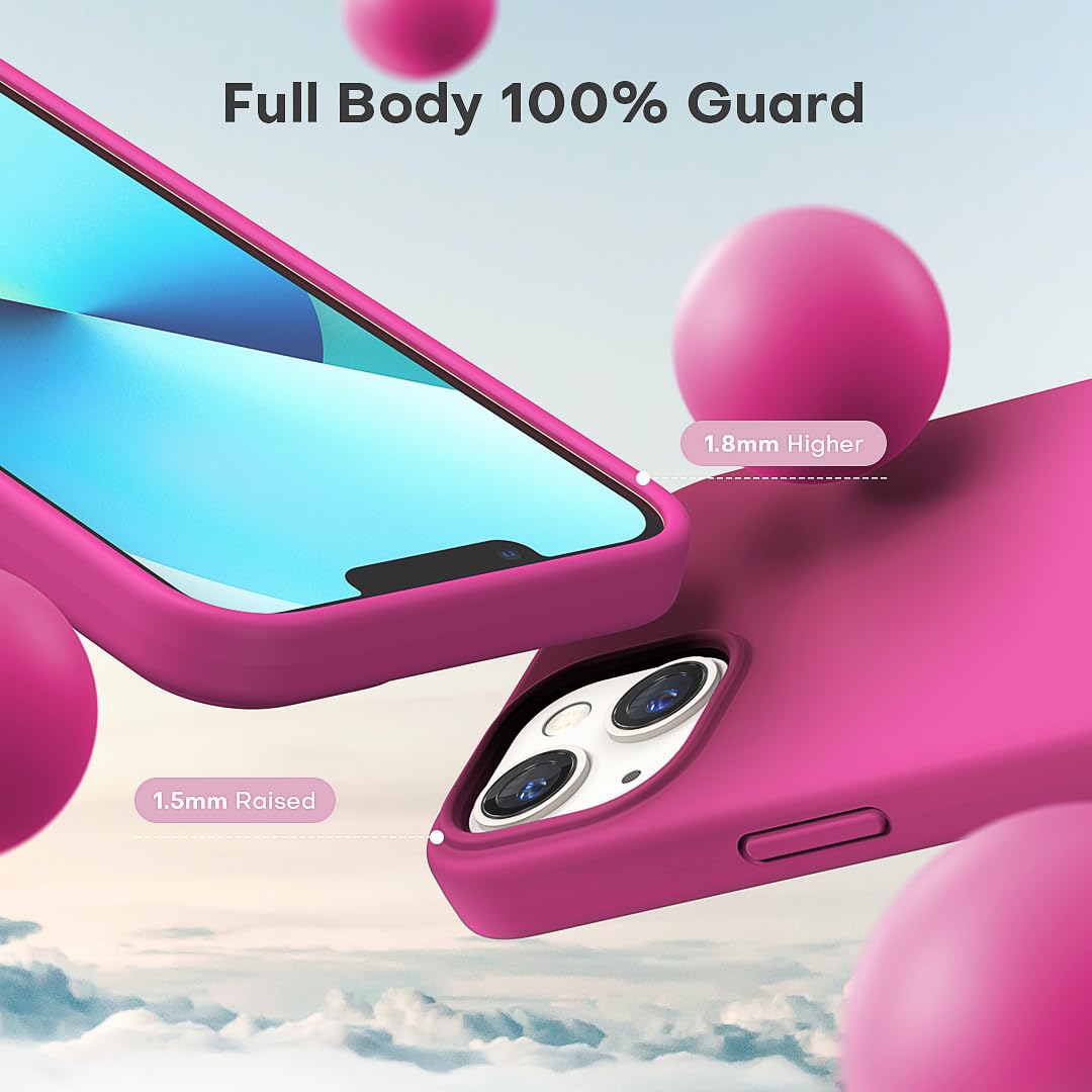 TOCOL 5 in 1 for iPhone 13 Case for Women, Slim Liquid Silicone Phone Case iPhone 13 [Anti-Scratch] [Drop Protection], Hot Pink