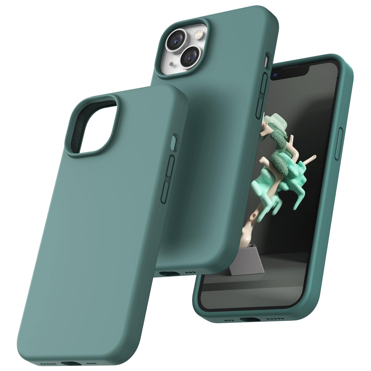 TOCOL for iPhone 14 Case, Slim Silicone Case for 14 6.1 Inch, Precise Fit, Anti-Slip, Drop Protection, Midnight Green