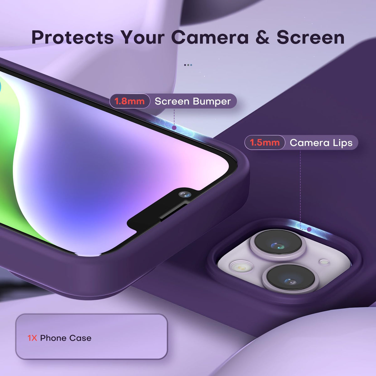 TOCOL for iPhone 14 Case, Slim Silicone Case for 14 6.1 Inch, Precise Fit, Anti-Slip, Drop Protection, Midnight Purple