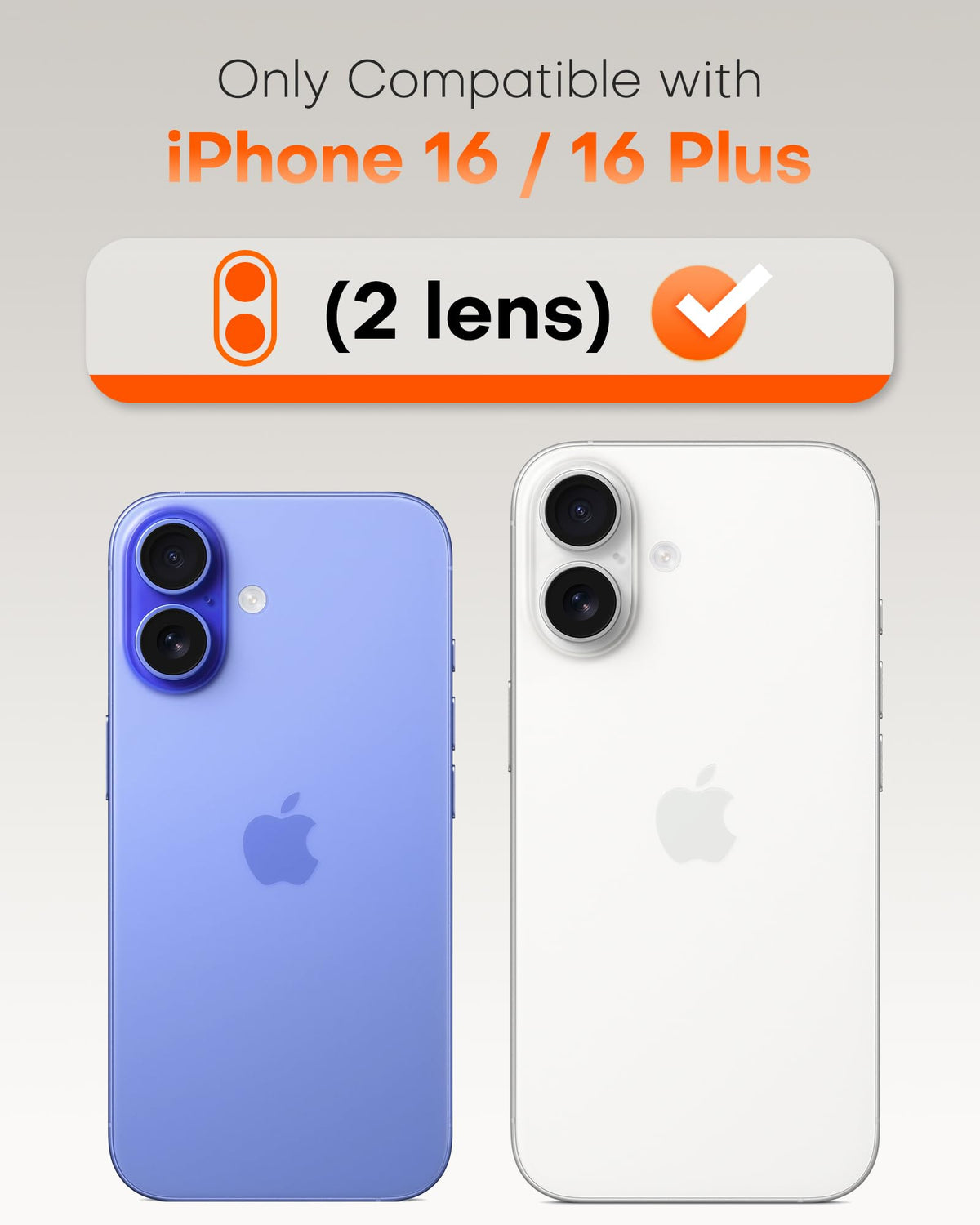 TOCOL Camera Lens Protector for iPhone 16 / iPhone 16 Plus Tempered Glass HD Individual Scratch Resistant Camera Cover Accessories Case Friendly 2 Pack（Blue）