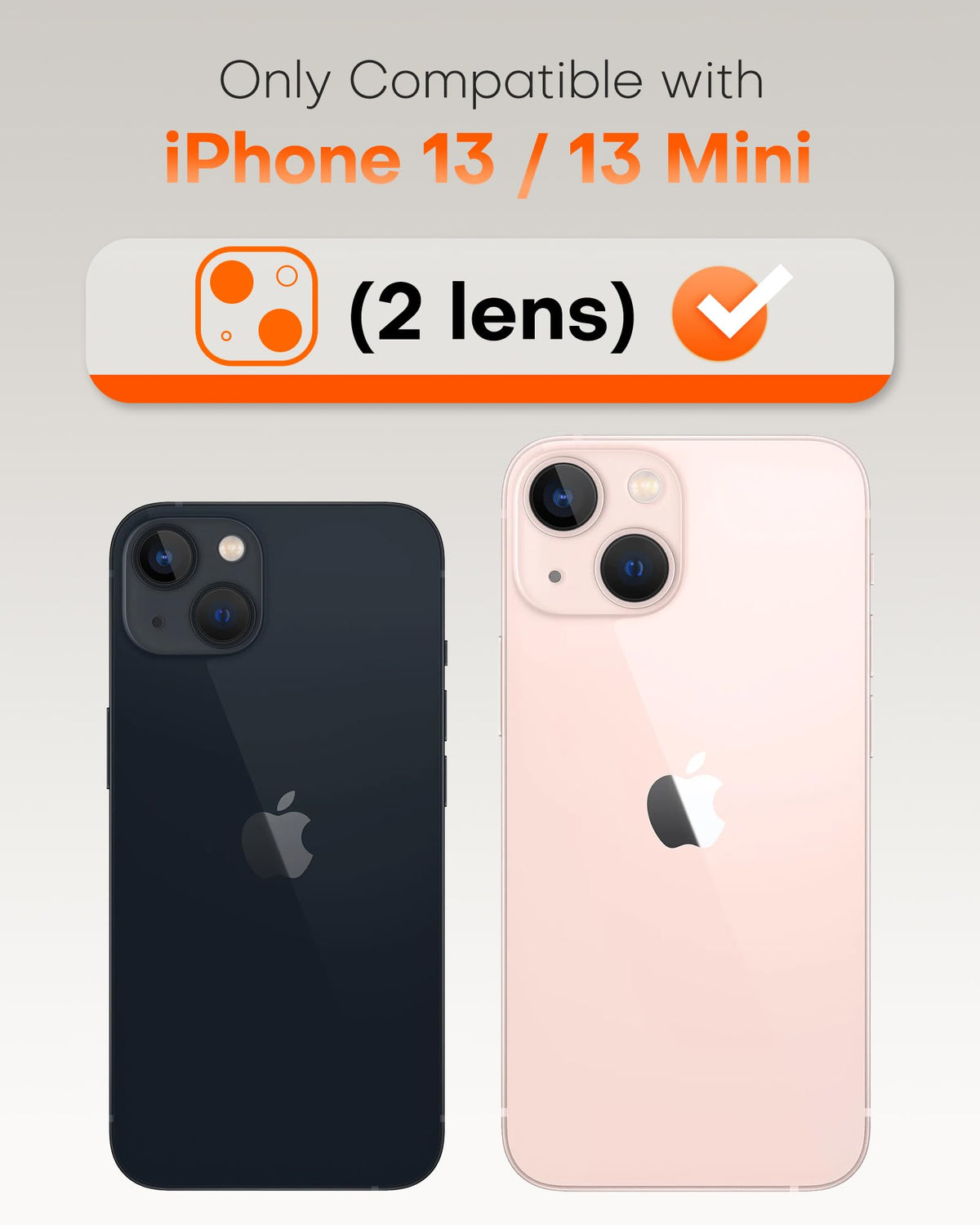 TOCOL Camera Lens Protector for iPhone 13 / iPhone 13 Mini Tempered Glass HD Individual Scratch Resistant Camera Cover Accessories Case Friendly 2 Pack（Light Pink）