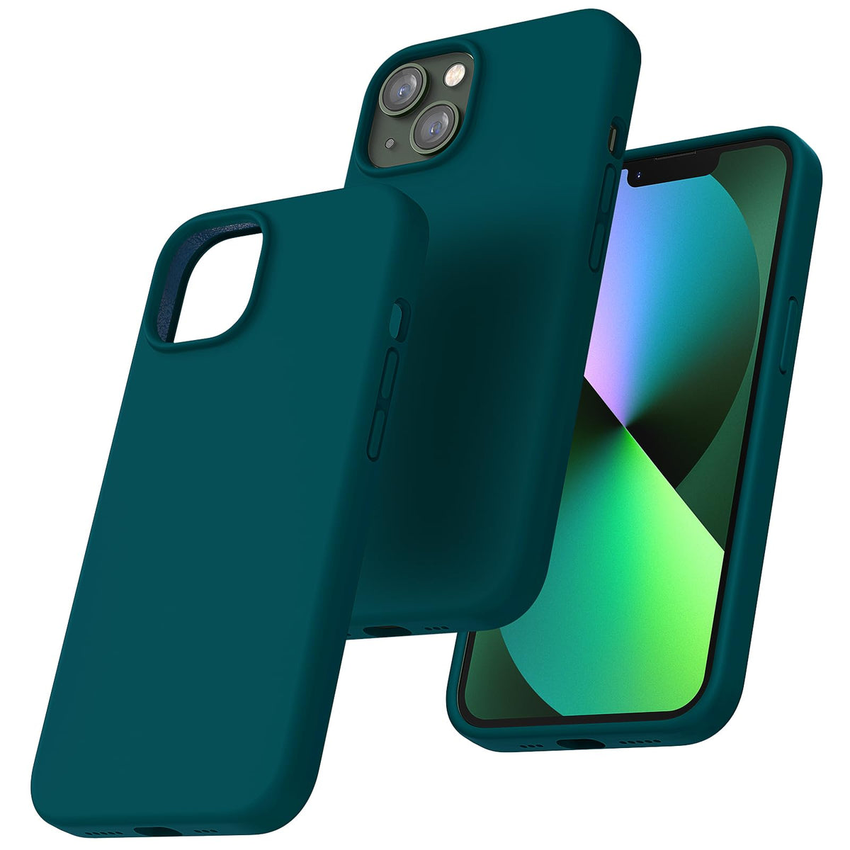 TOCOL for iPhone 13 Case, Slim Silicone Case for iPhone 13 6.1 Inch, Precise Fit, Anti-Slip, Drop Protection, Teal