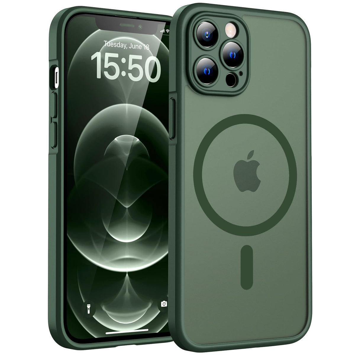 TOCOL for iPhone 12 Pro Max Case, Compatible with MagSafe, Alpine Green