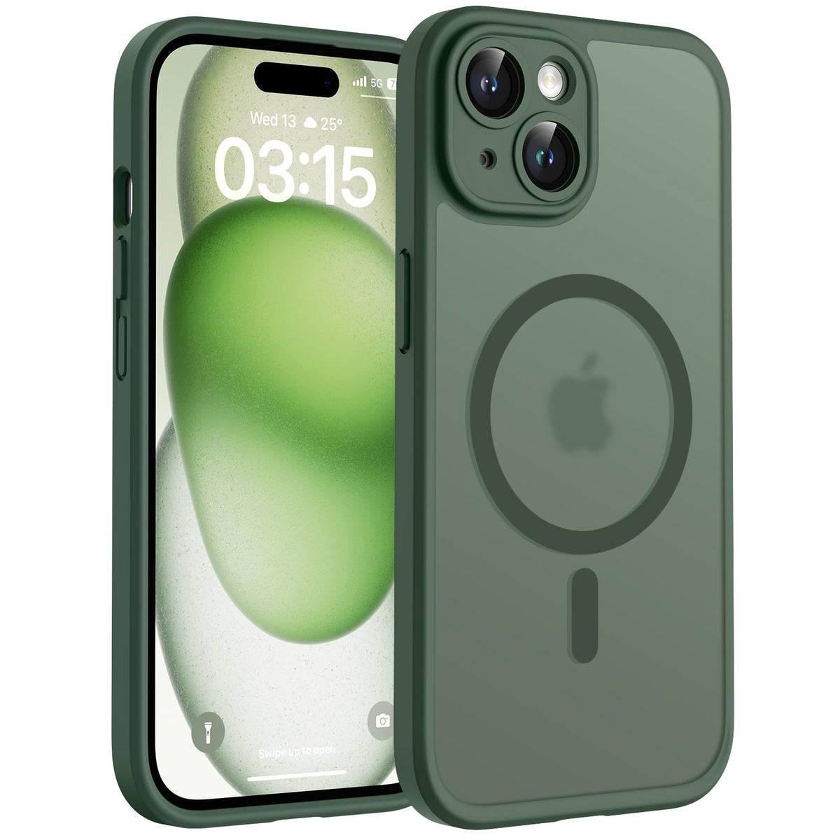 TOCOL for iPhone 15 Case, Compatible with MagSafe, Alpine Green