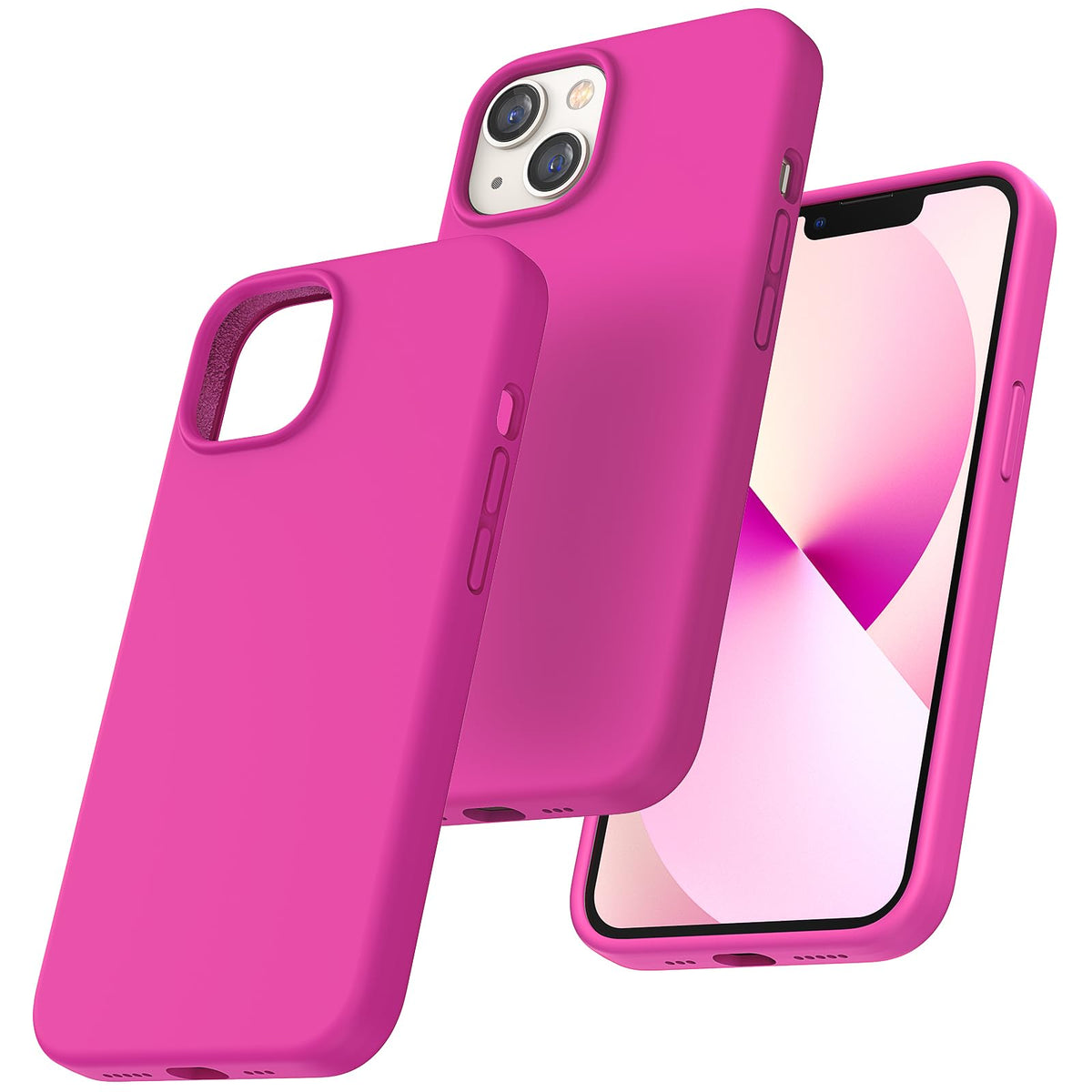 TOCOL 5 in 1 for iPhone 13 Case for Women, Slim Liquid Silicone Phone Case iPhone 13 [Anti-Scratch] [Drop Protection], Hot Pink