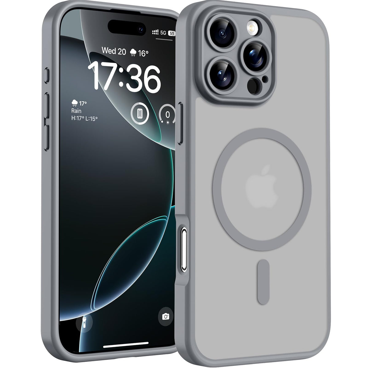 TOCOL Magnetic for iPhone 16 Pro Max Case 6.9-Inch, Fit for MagSafe, Upgraded [Full Camera Protection], [14FT Military Grade Drop Tested] Shockproof Translucent Matte Back Phone Cover (Titan Gray)