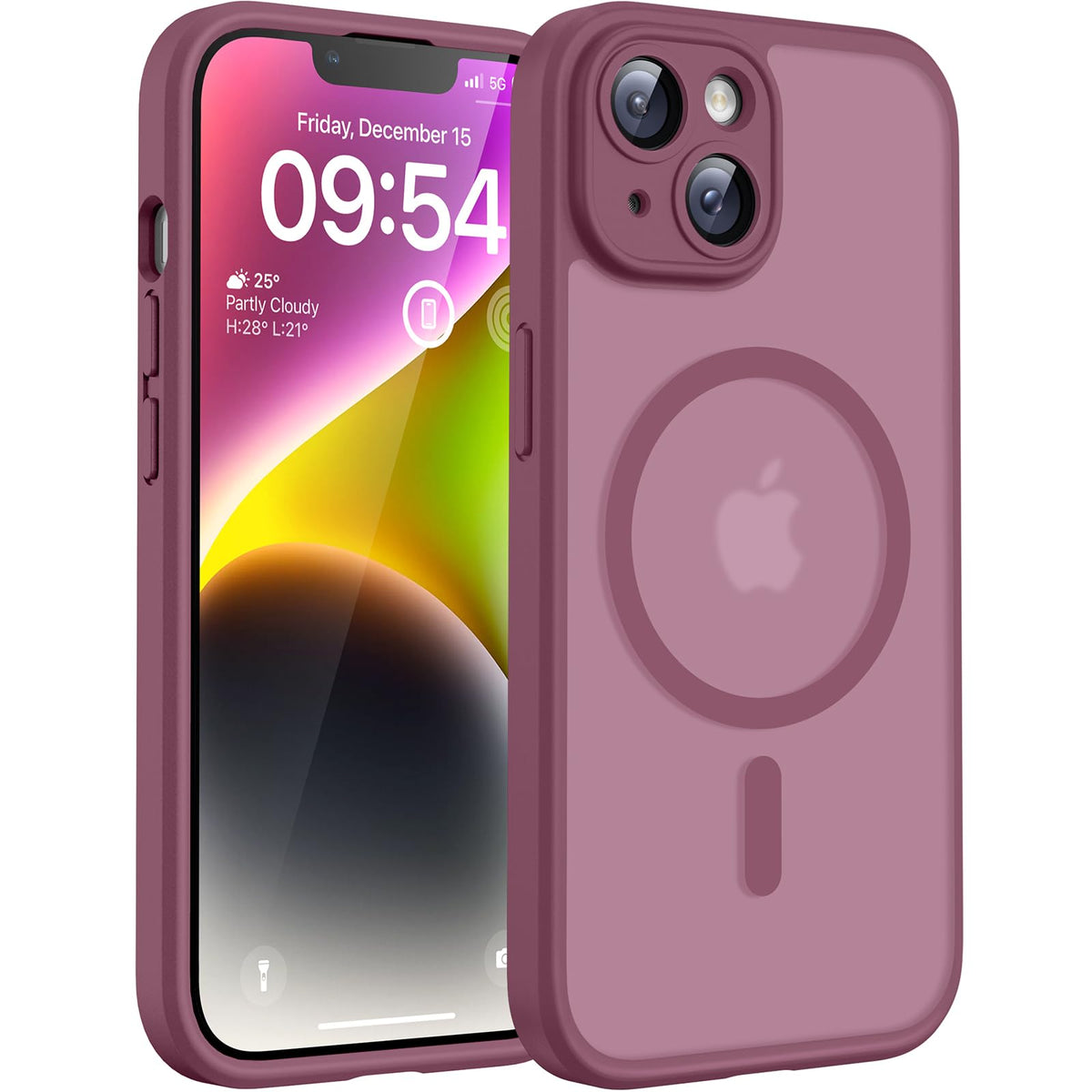 TOCOL for iPhone 14 Case, Compatible with MagSafe, Plum
