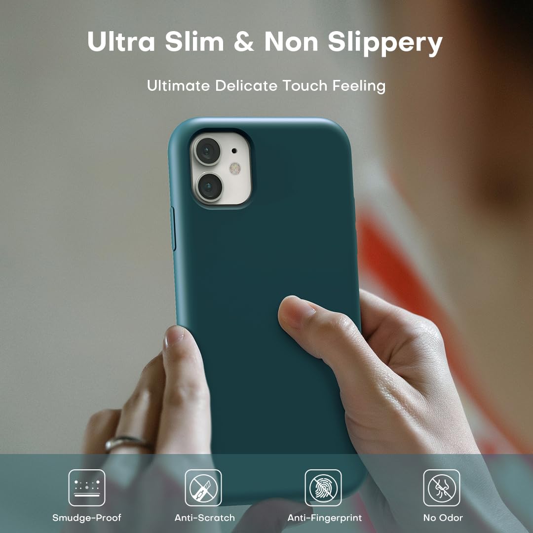 TOCOL for iPhone 11 Case, Slim Silicone Case for iPhone 11 6.1 Inch, Precise Fit, Anti-Slip, Drop Protection, Teal