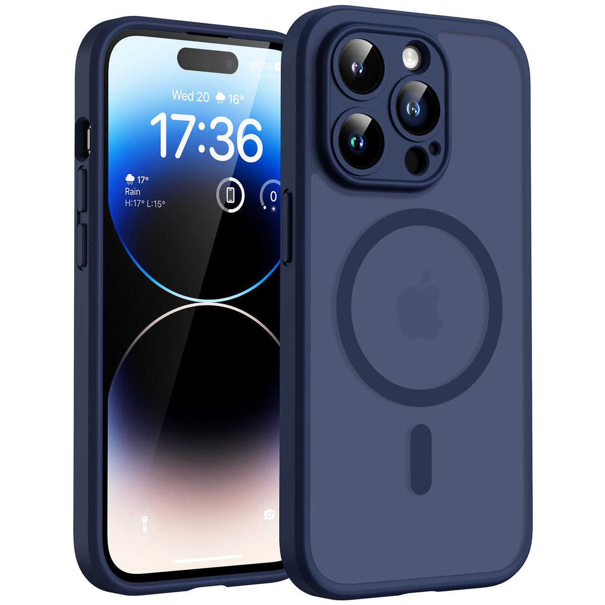 TOCOL Magnetic for iPhone 14 Pro Case, Upgraded [Full Camera Protection], Fit for MagSafe, [Military Grade Drop Tested] Translucent Matte Back Cover 6.1", Midnight Blue