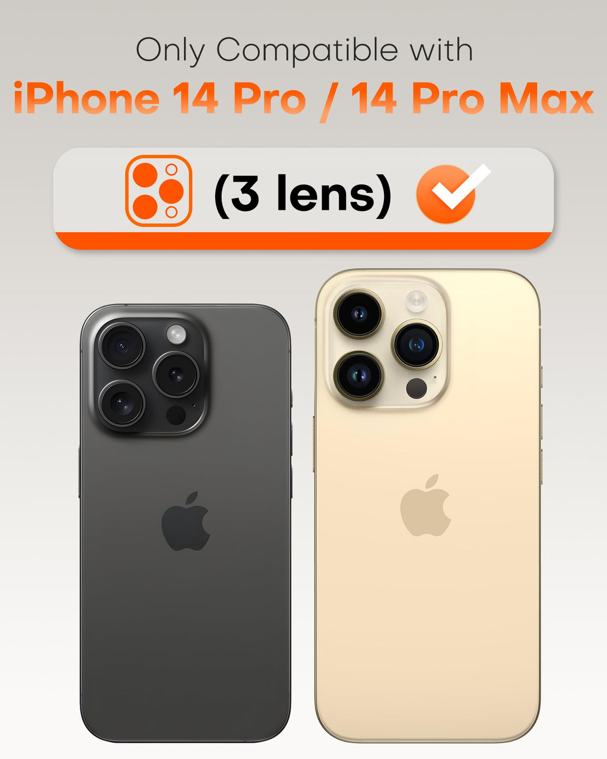 TOCOL for iPhone 14 Pro Max Camera Lens Protector/iPhone 14 Pro Camera Lens Protector Tempered Glass HD Individual Scratch Resistant Cover Accessories Case Friendly 2 Pack（Orange）