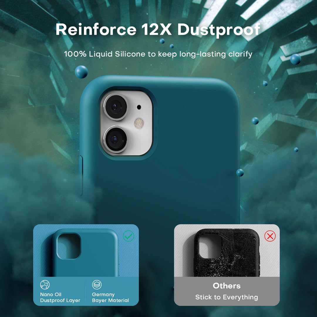 TOCOL for iPhone 11 Case, Slim Silicone Case for iPhone 11 6.1 Inch, Precise Fit, Anti-Slip, Drop Protection, Teal