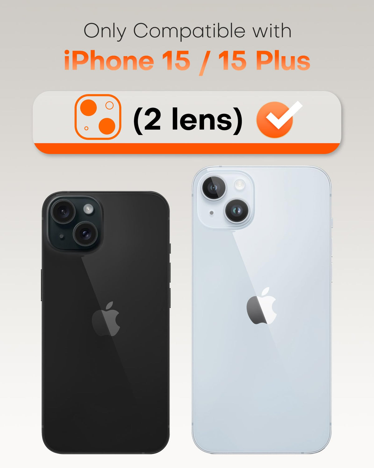 TOCOL Camera Lens Protector for iPhone 15 / iPhone 15 Plus Tempered Glass HD Individual Scratch Resistant Camera Cover Accessories Case Friendly 2 Pack（Light Blue）