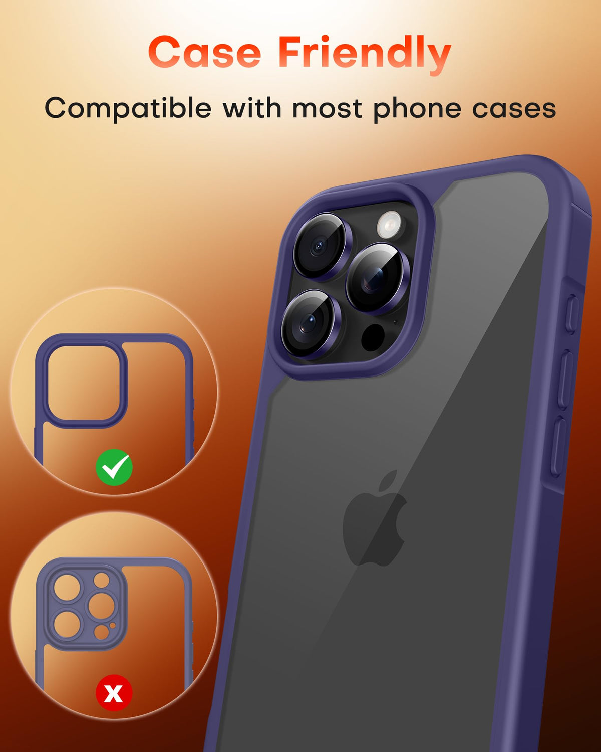 TOCOL for iPhone 15 Pro Max Camera Lens Protector/iPhone 15 Pro Camera Lens Protector Tempered Glass HD Individual Scratch Resistant Cover Accessories Case Friendly 2 Pack（Purple）