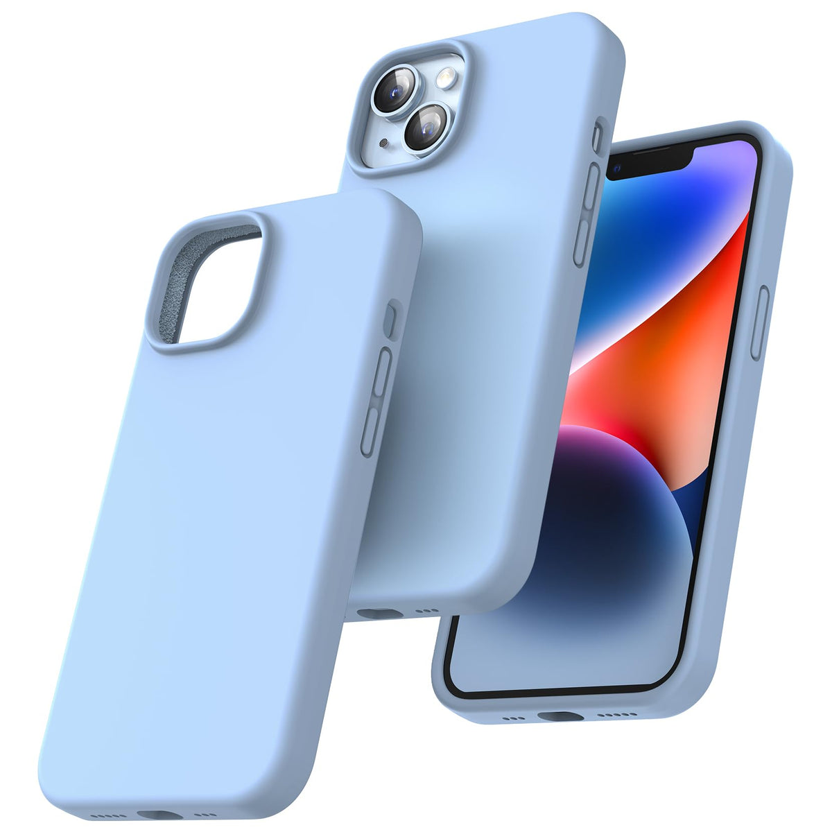 TOCOL for iPhone 14 Case, Slim Silicone Case for 14 6.1 Inch, Precise Fit, Anti-Slip, Drop Protection, Sky Blue