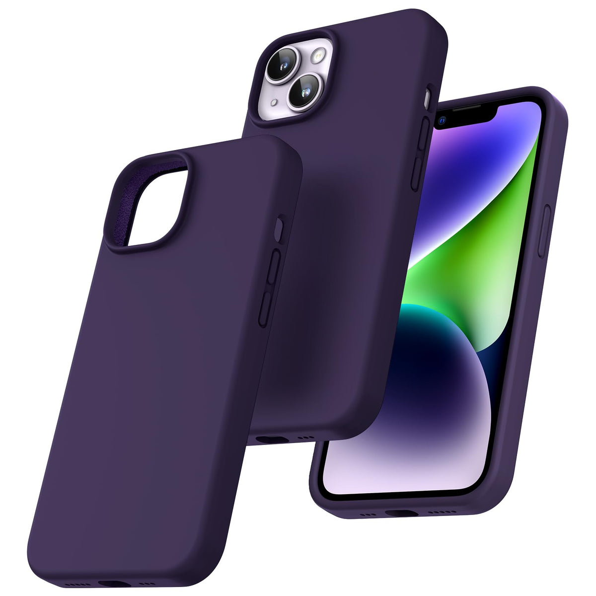 TOCOL for iPhone 14 Case, Slim Silicone Case for 14 6.1 Inch, Precise Fit, Anti-Slip, Drop Protection, Midnight Purple