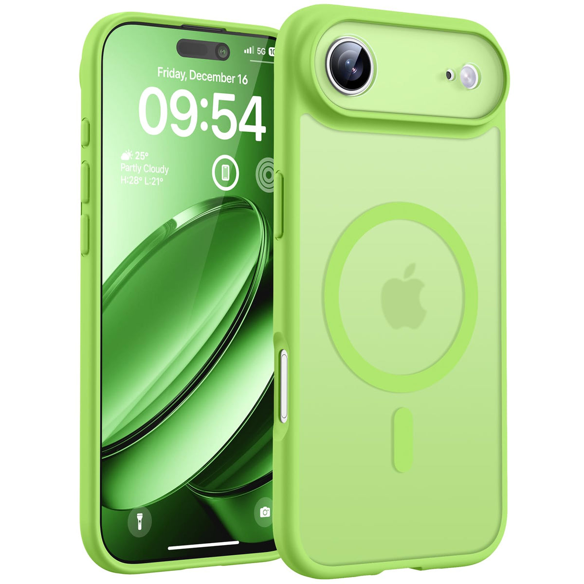 TOCOL For iPhone Air Case for MagSafe, Full Camera Protection, Built-in Magnetic Ring, Shockproof, Scratch-Resistant, Translucent Matte Mobile Phone Case for iPhone 17 Air Case 6.5 Inches, Green