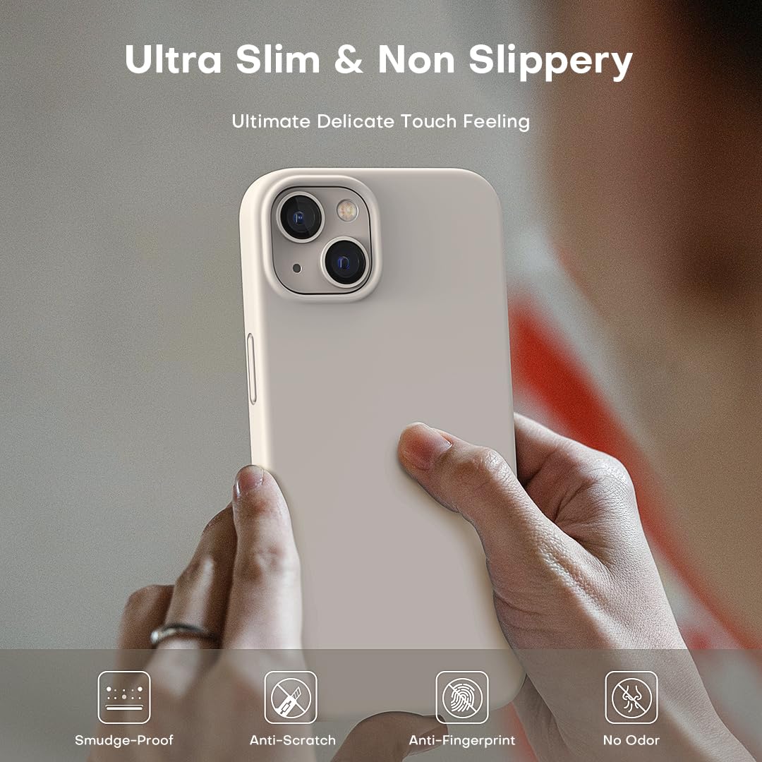 TOCOL for iPhone 13 Case, Slim Silicone Case for iPhone 13 6.1 Inch, Precise Fit, Anti-Slip, Drop Protection, Stone