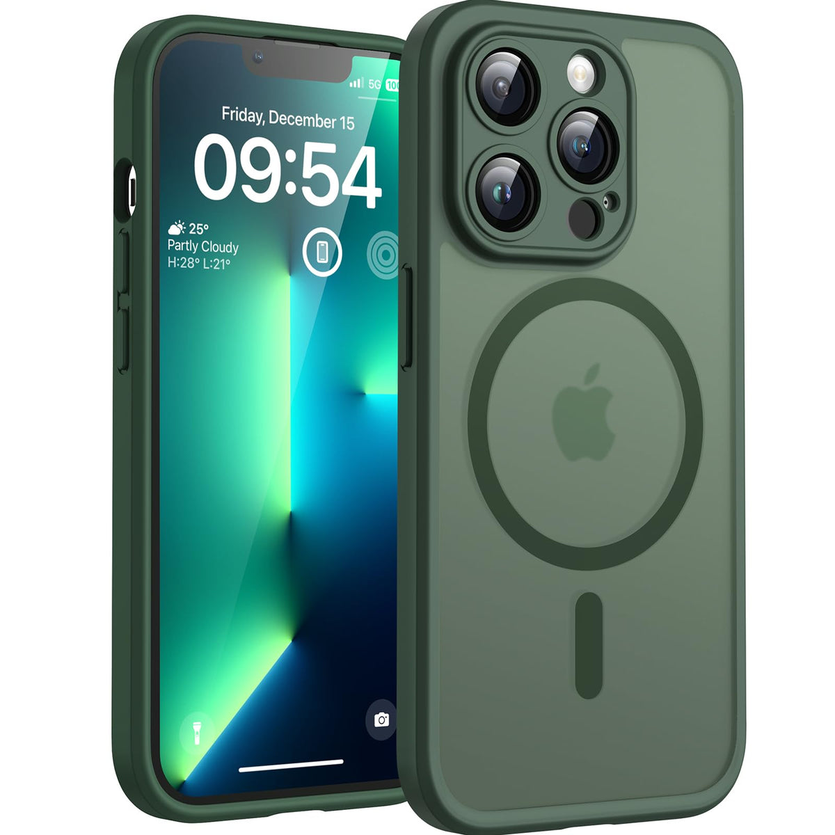 TOCOL for iPhone 13 Pro Case, Compatible with MagSafe, Alpine Green