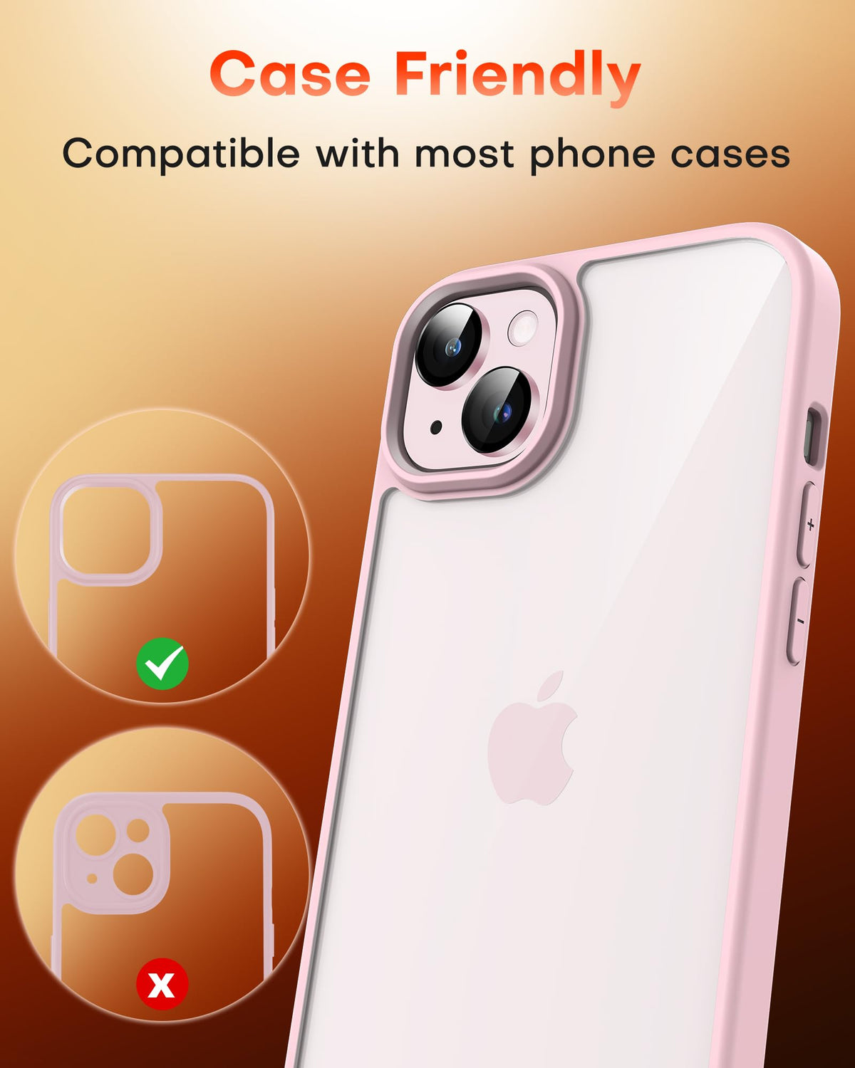 TOCOL Camera Lens Protector for iPhone 15 / iPhone 15 Plus Tempered Glass HD Individual Scratch Resistant Camera Cover Accessories Case Friendly 2 Pack（Light Pink）