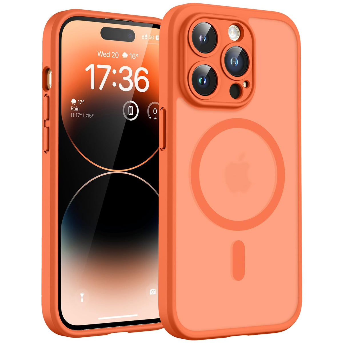TOCOL for iPhone 14 Pro Case, Compatible with MagSafe, Orange