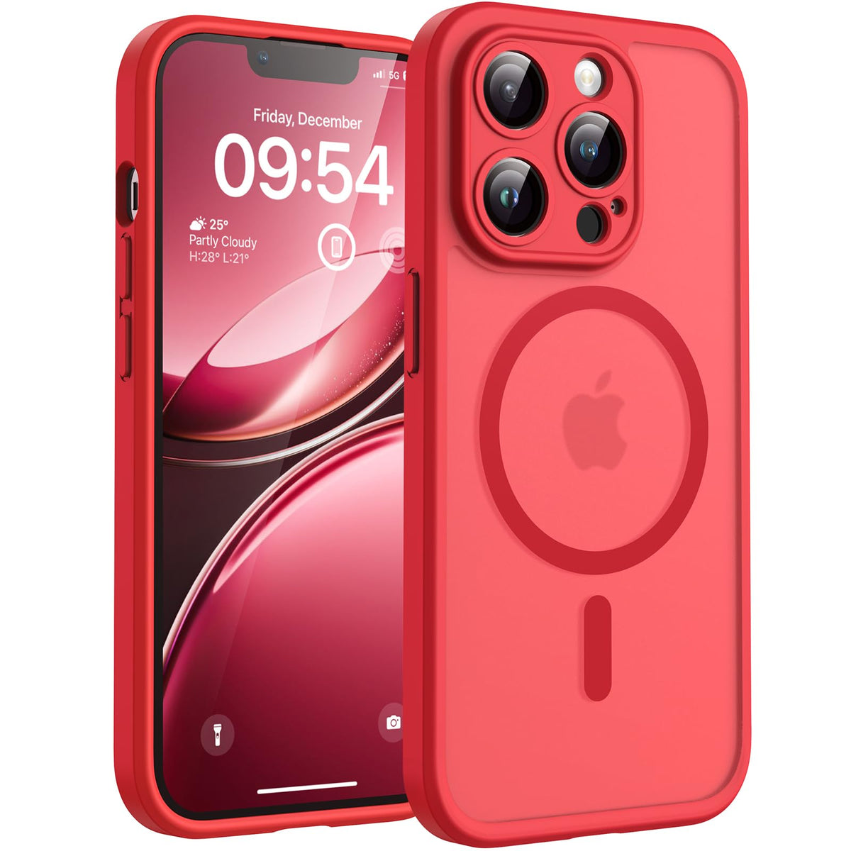 TOCOL for iPhone 13 Pro Max Case, Compatible with MagSafe, Red