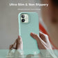TOCOL 5 in 1 for iPhone 12 Case/iPhone 12 Pro Case 6.1", with 2 Pack Screen Protector + 2 Pack Camera Lens Protector, Silicone Slim Shockproof Cover [Anti-Scratch] [Drop Protection], Mint Green