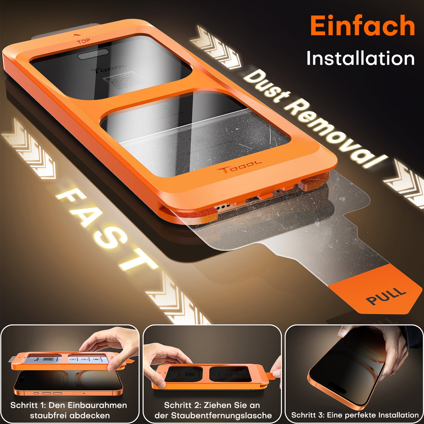 TOCOL for iPhone 17 Pro/iPhone 16 Pro Screen Protector 6.3-Inch, Instant Installation, Tempered Glass HD Clear, Full Coverage Protection, Military Grade Shatterproof, Case Friendly, 2 Pack