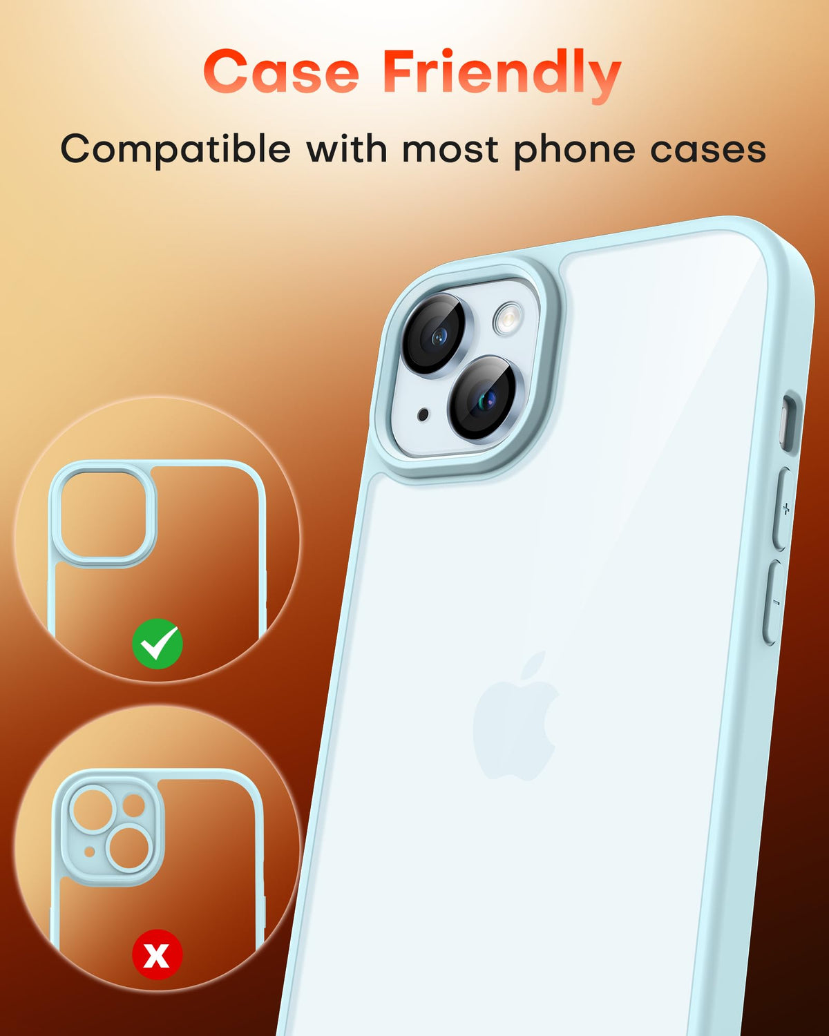 TOCOL Camera Lens Protector for iPhone 15 / iPhone 15 Plus Tempered Glass HD Individual Scratch Resistant Camera Cover Accessories Case Friendly 2 Pack（Light Blue）