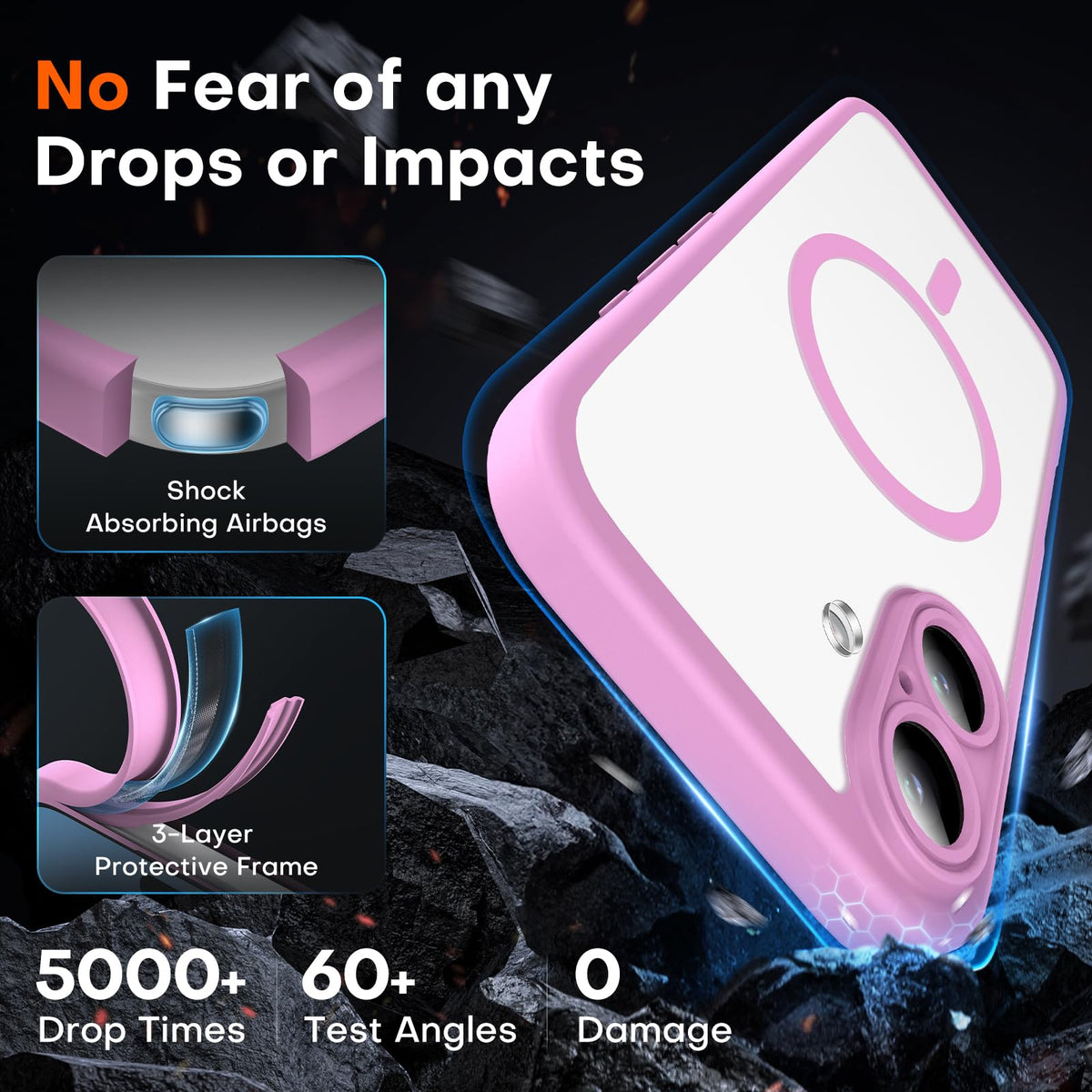 TOCOL Magnetic for iPhone 16 Plus Case 6.7-Inch, Fit for MagSafe, Upgraded [Full Camera Protection], [14FT Military Grade Drop Tested] Shockproof Slim Translucent Matte Back Phone Cover (Pink)