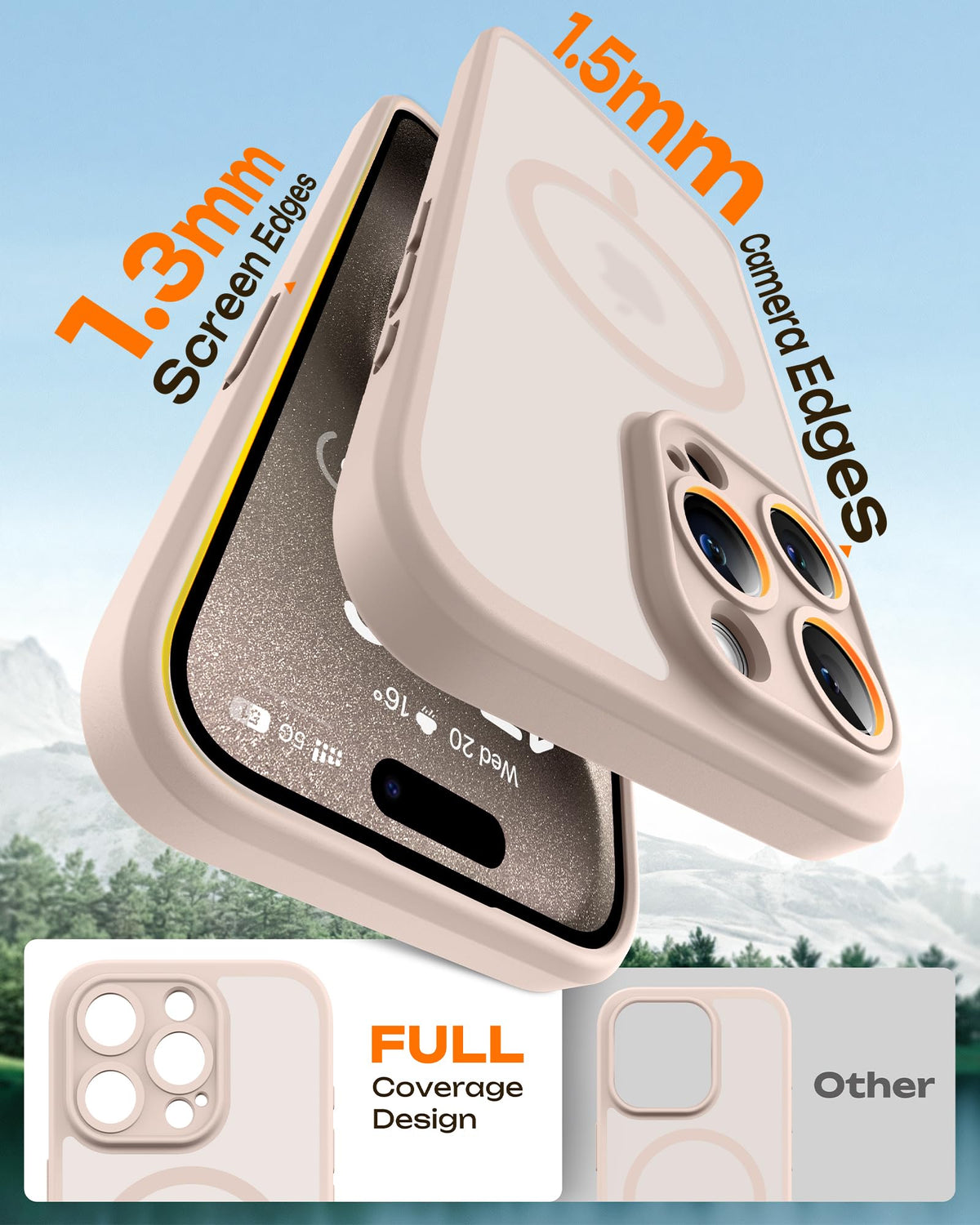TOCOL Magnetic for iPhone 15 Pro Max Case, Upgraded Full Camera Protection, Compatible with Magsafe, Drop Protection, Translucent Matte Back Bumper Phone Cover 6.7-Inch（Desert）