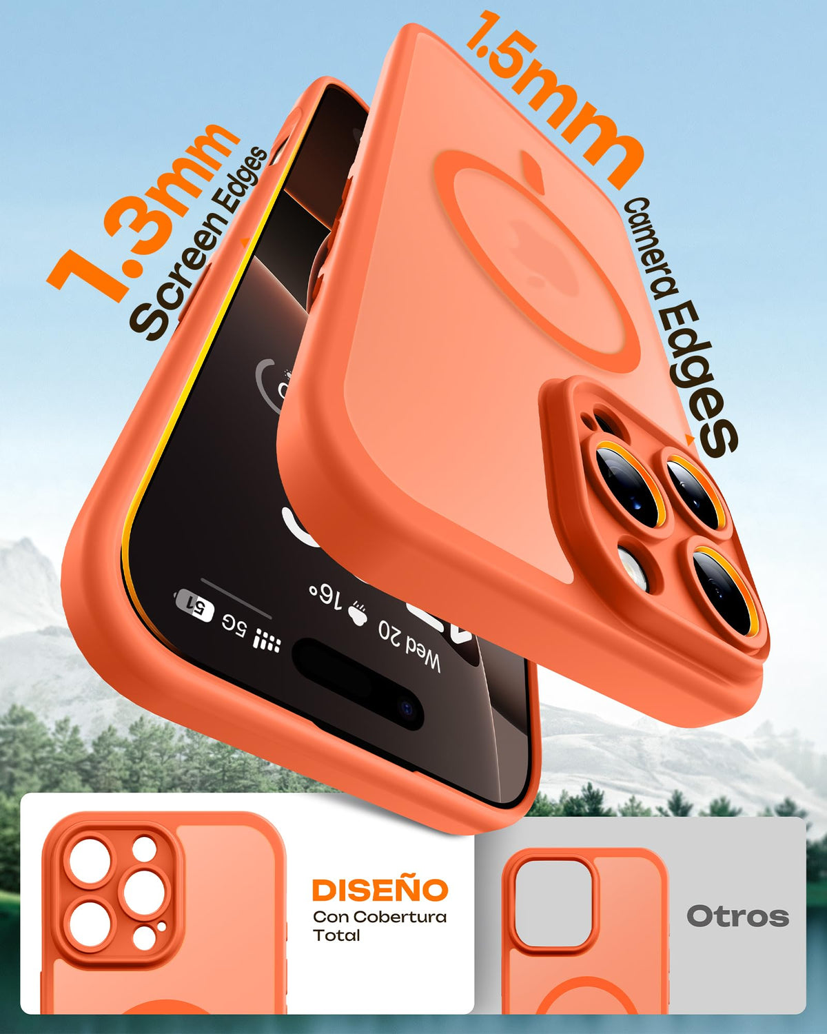 TOCOL for iPhone 16 Pro Case, Compatible with MagSafe, Orange