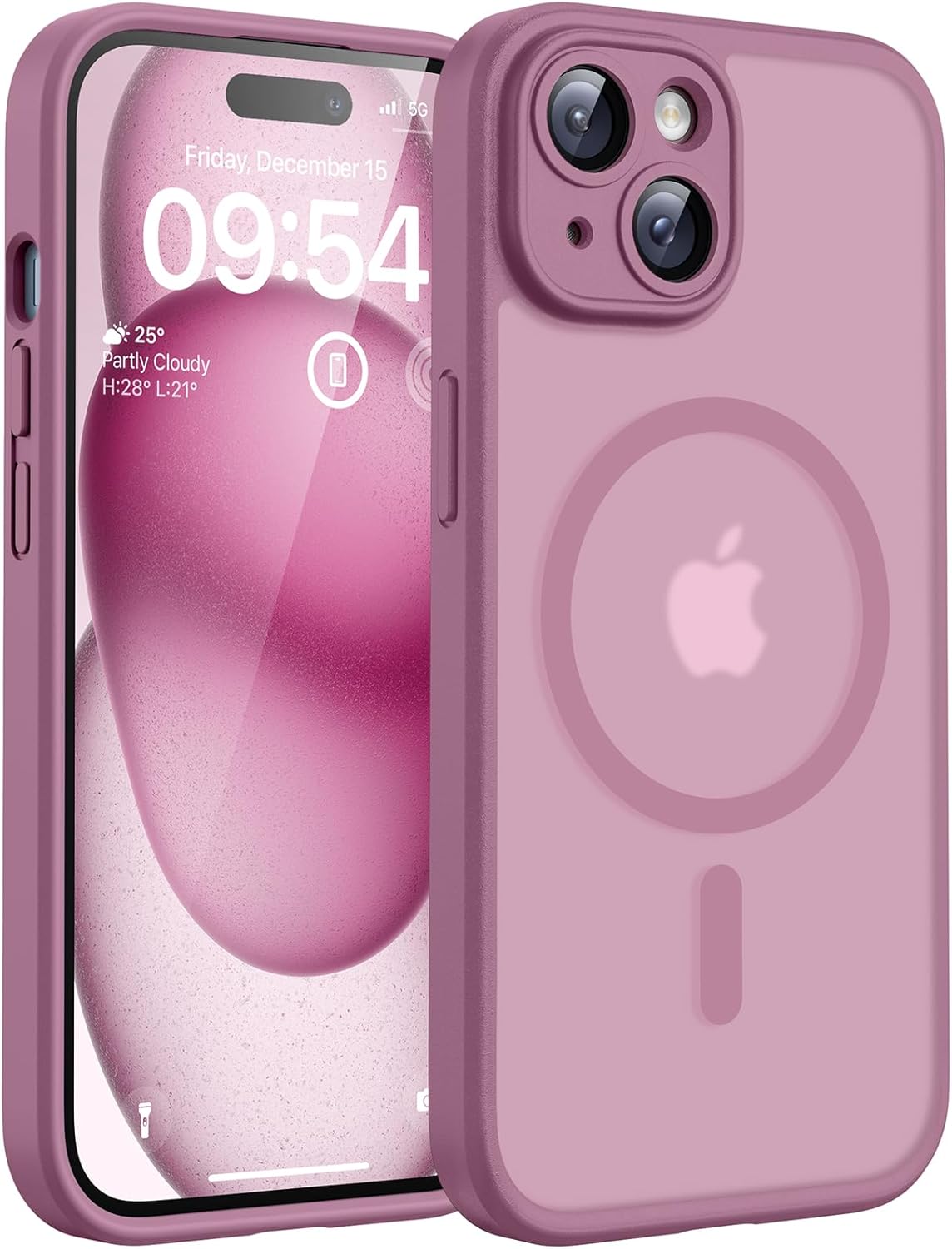 TOCOL Magnetic for iPhone 15 Case 6.1-Inch, Fit for MagSafe, Upgraded Full Camera Protection, 14FT Military Grade Shockproof Thin Slim Frosted Translucent Matte Back Phone Cover (Titan Gray)