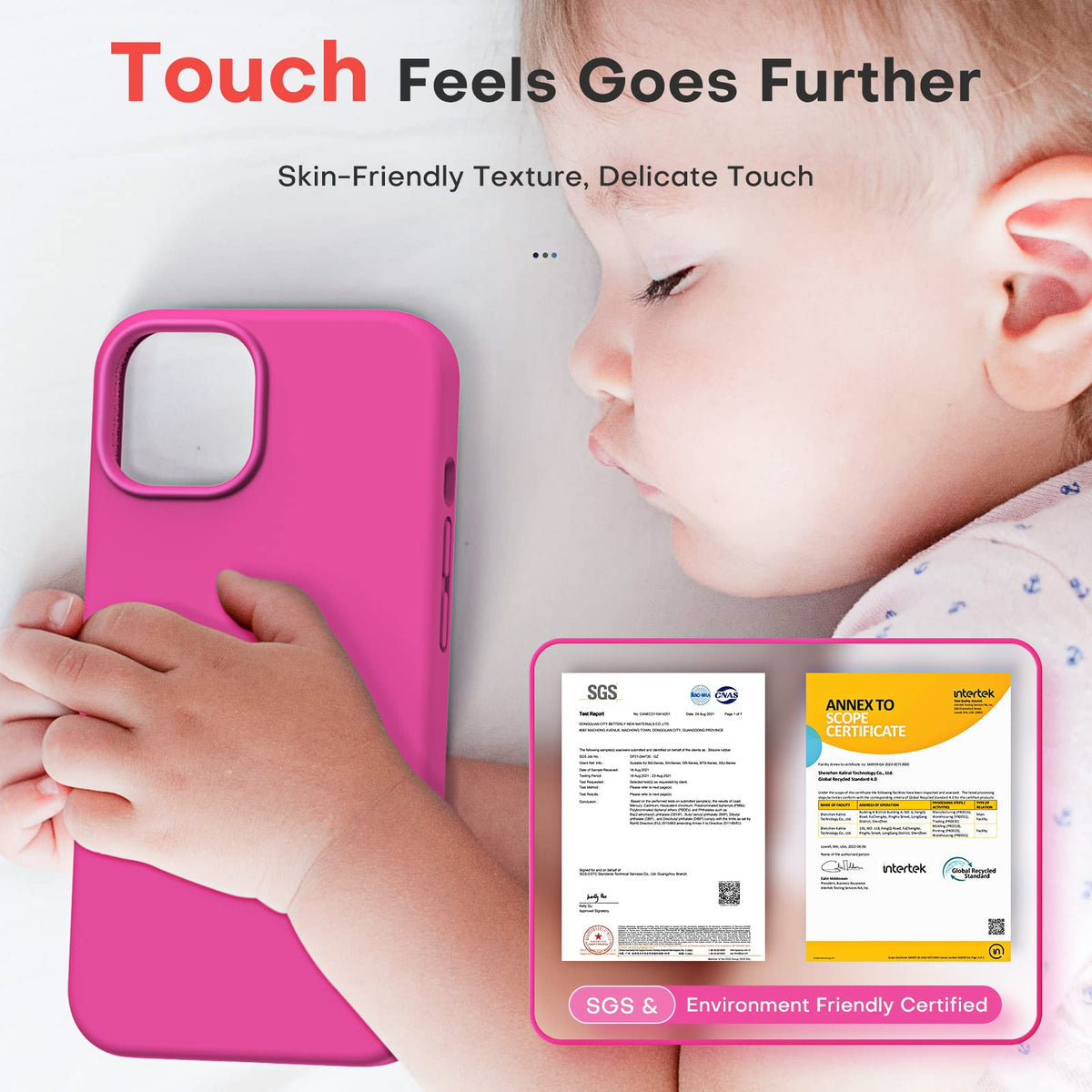 TOCOL 5 in 1 for iPhone 14 Case, with 2 Pack Screen Protector + 2 Pack Camera Lens Protector, Liquid Silicone Phone Case for iPhone 14, Hot Pink