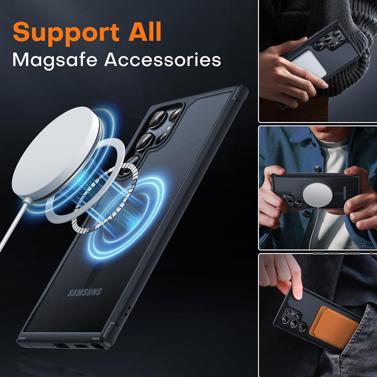 TOCOL for Samsung Galaxy S22 Ultra Case, Compatible with MagSafe, Black