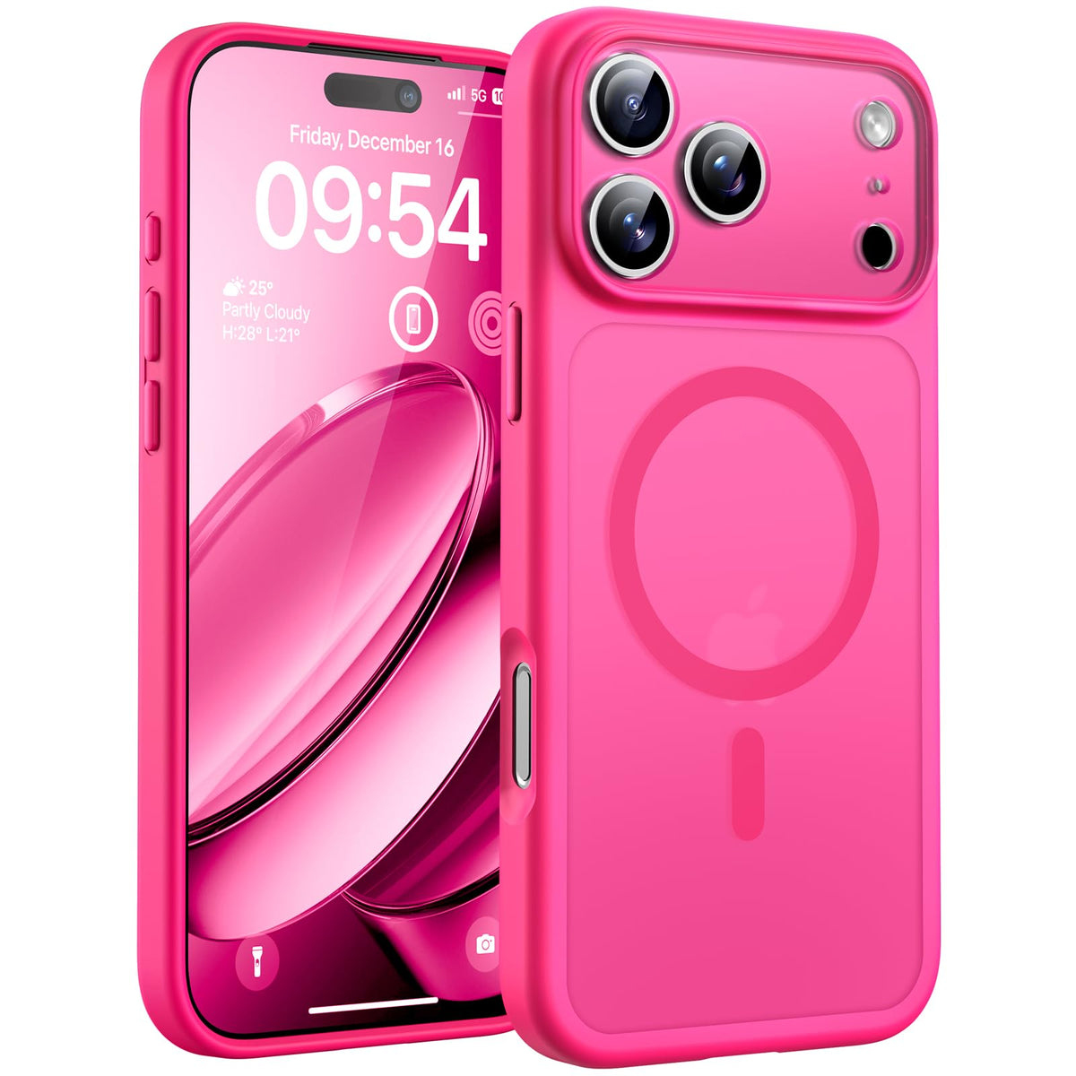 TOCOL for iPhone 17 Pro Max Case, Compatible with MagSafe, Hot Pink