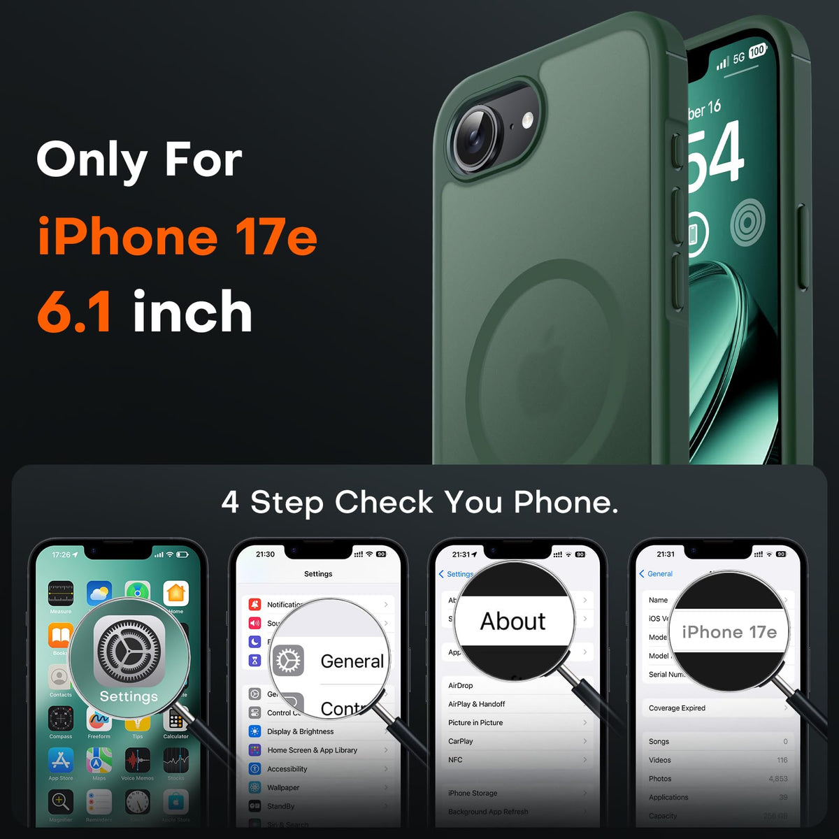 TOCOL for iPhone 17e Case, Compatible with Magsafe, Military Drop Protection, Slim Translucent Matte Shockproof for iPhone 17 e Case 6.1 inch (Clear)
