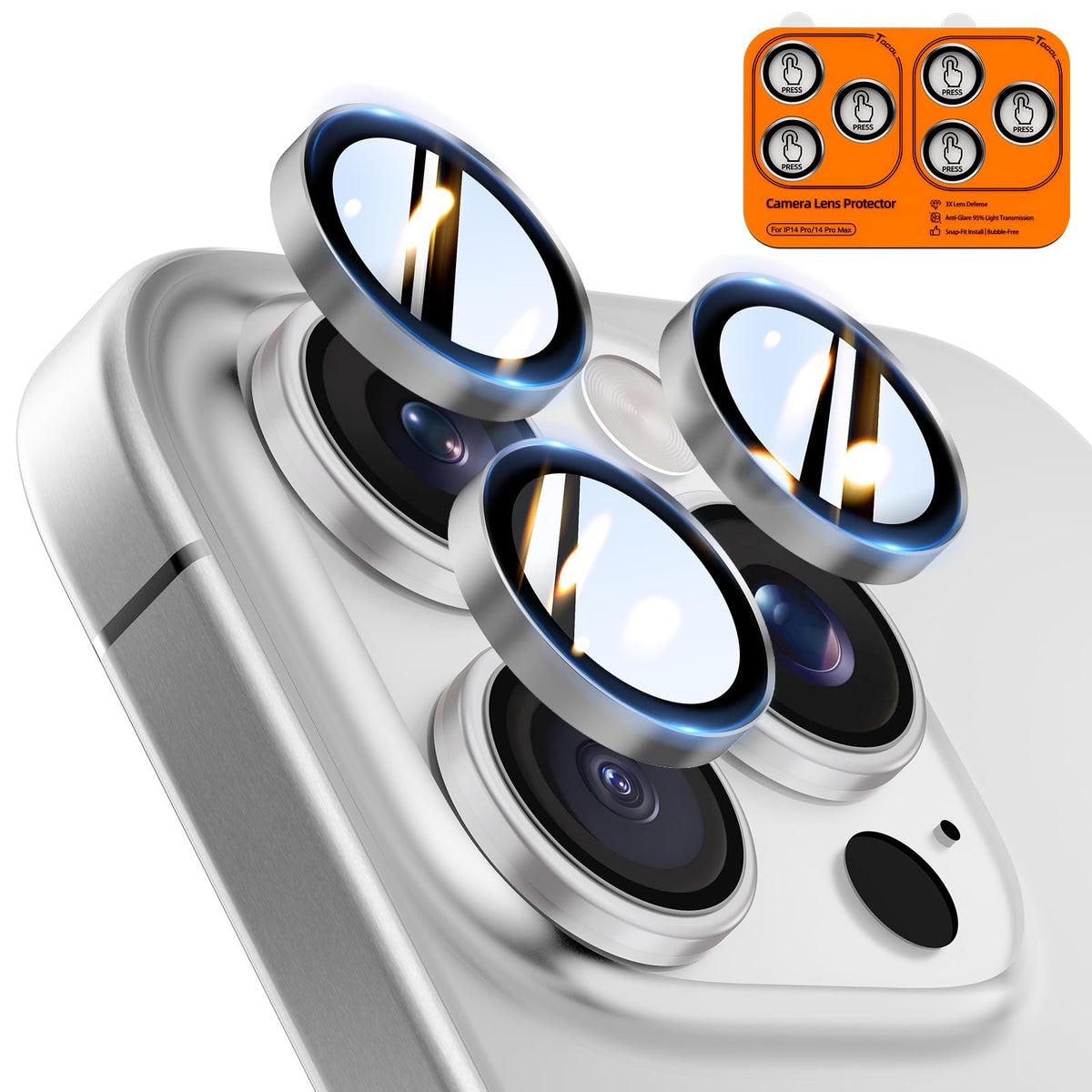 TOCOL for iPhone 14 Pro Max Camera Lens Protector/iPhone 14 Pro Camera Lens Protector Tempered Glass HD Individual Scratch Resistant Cover Accessories Case Friendly 2 Pack（Gray）