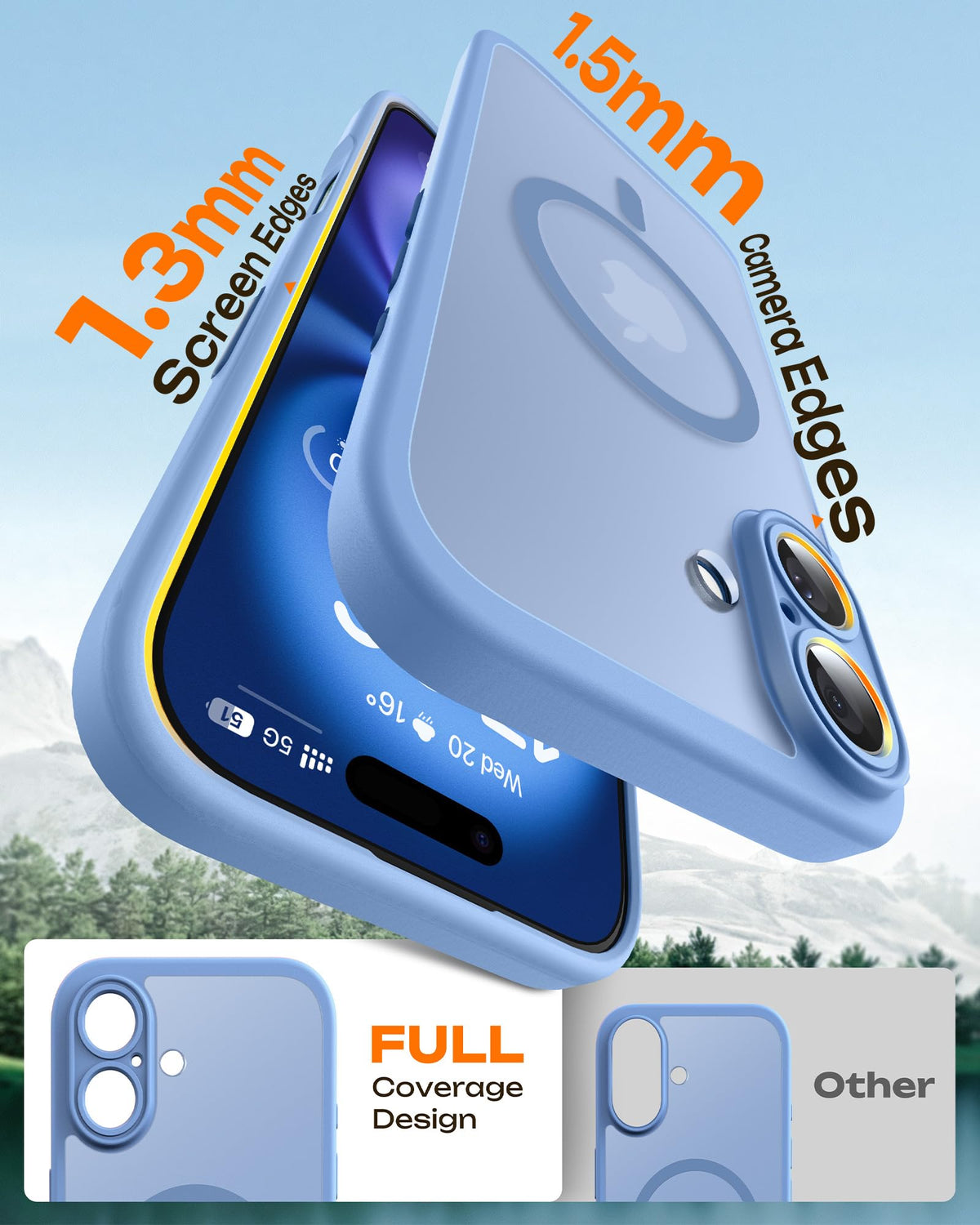 TOCOL for iPhone 16 Case, Compatible with MagSafe, Light Blue
