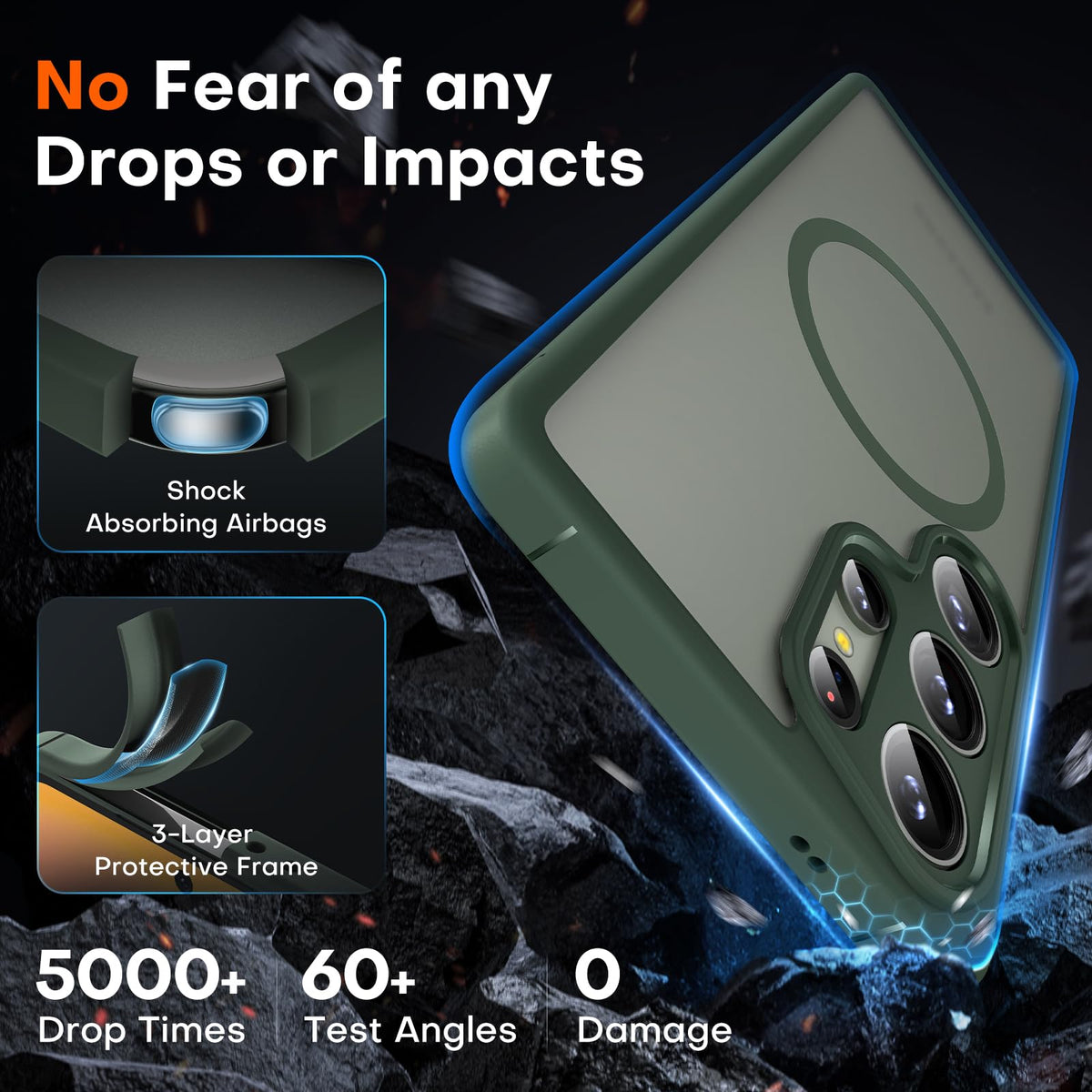 TOCOL for Samsung Galaxy S25 Ultra Case, Fit for MagSafe, Alpine Green