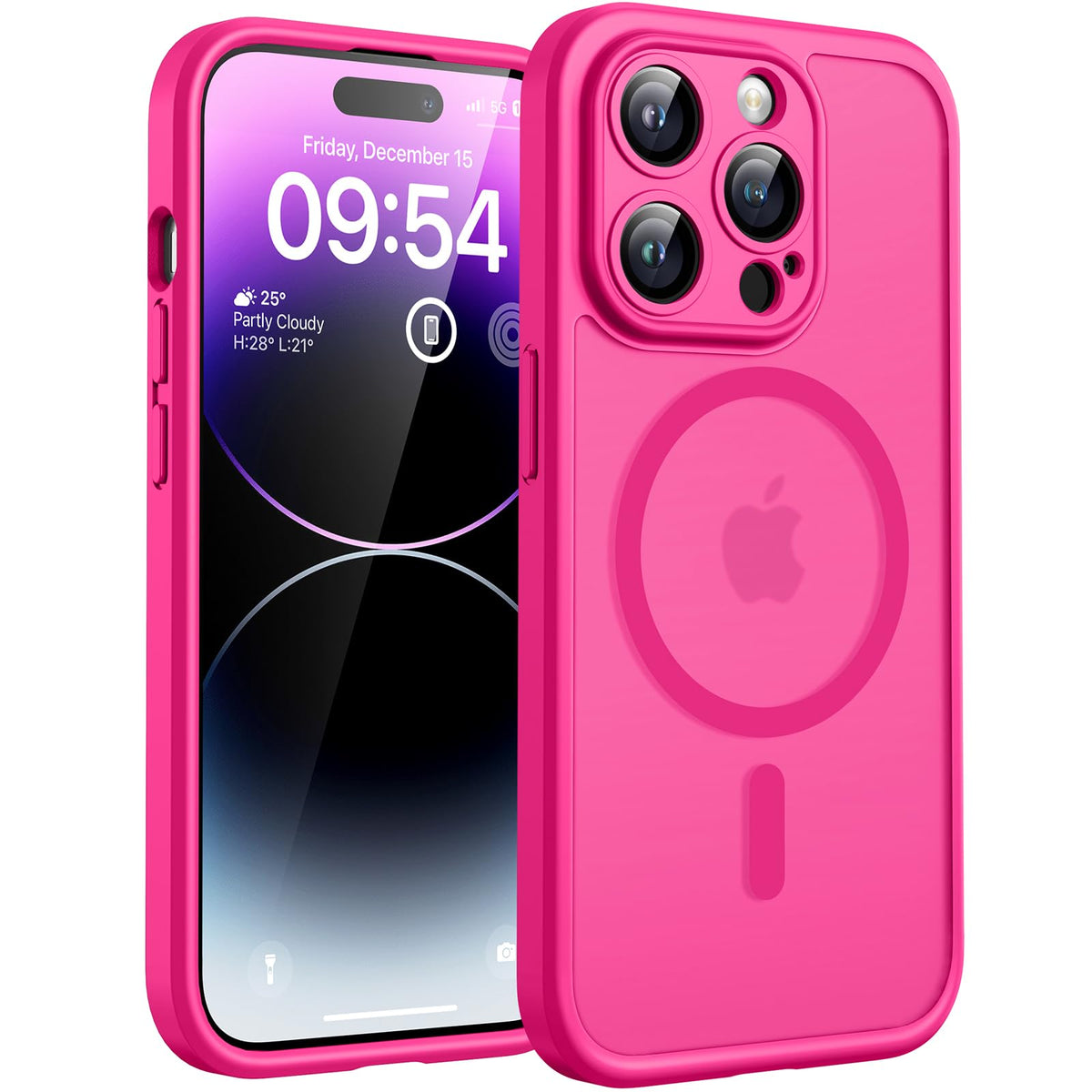 TOCOL for iPhone 14 Pro Case, Compatible with MagSafe, Hot Pink