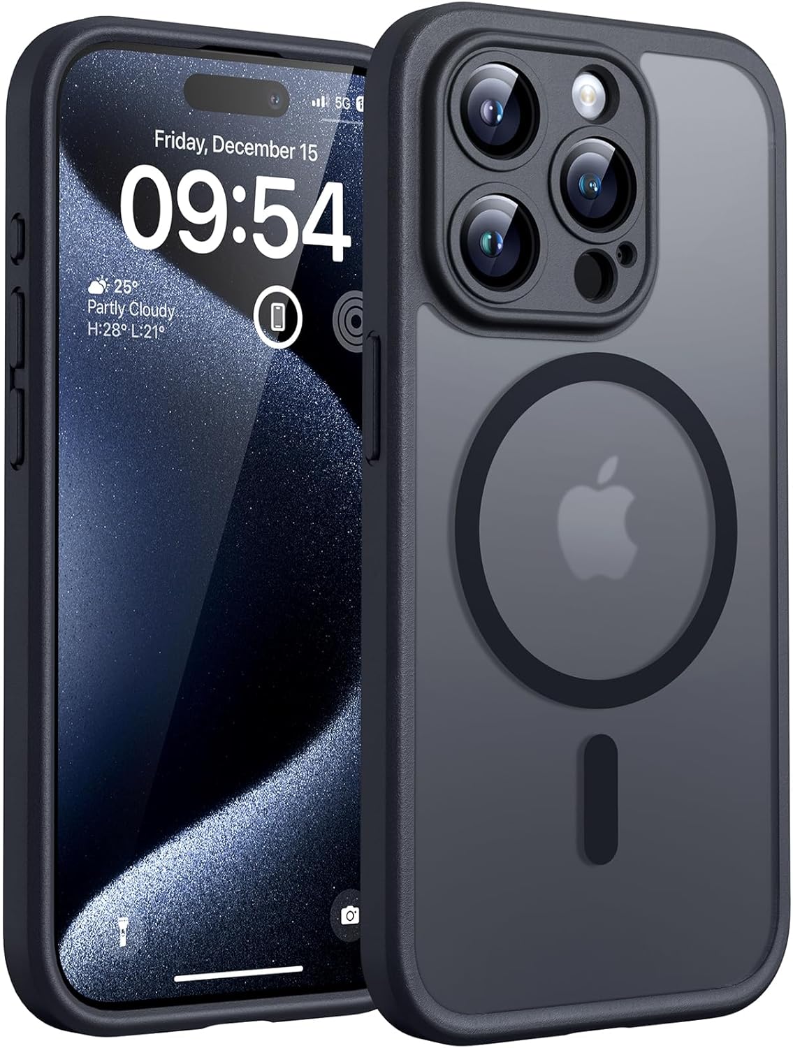 TOCOL Magnetic for iPhone 15 Case 6.1-Inch, Fit for MagSafe, Upgraded Full Camera Protection, 14FT Military Grade Shockproof Thin Slim Frosted Translucent Matte Back Phone Cover (Titan Gray)