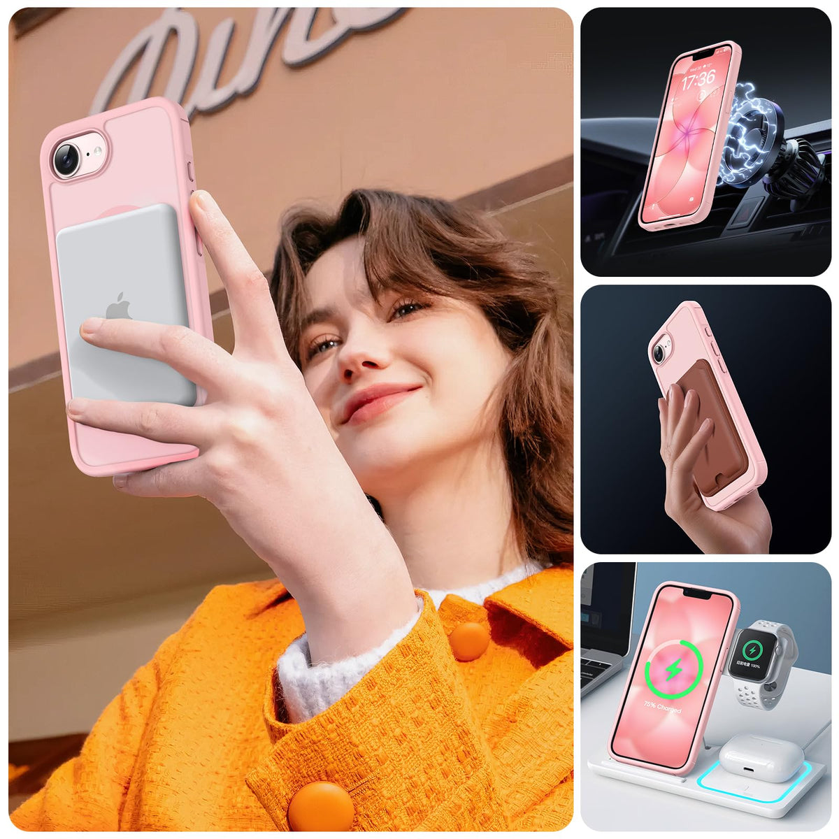 TOCOL for iPhone 17e Case, Compatible with MagSafe, Light Pink