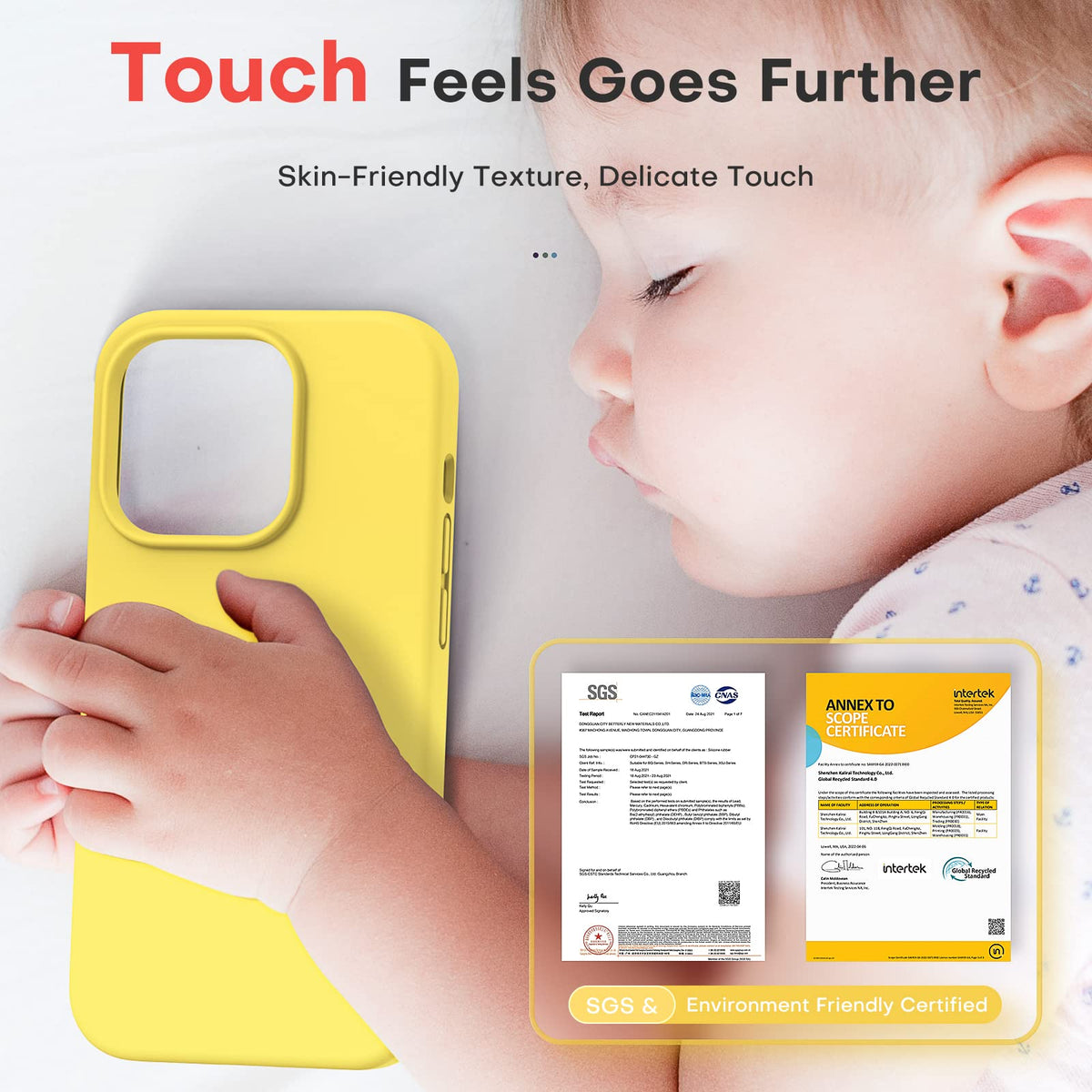 TOCOL [5 in 1 Designed for iPhone 14 Pro Case, with 2 Pack Screen Protector + 2 Pack Camera Lens Protector, Liquid Silicone Phone Case 6.1 Inch, [Anti-Scratch] [Drop Protection], Canary Yellow