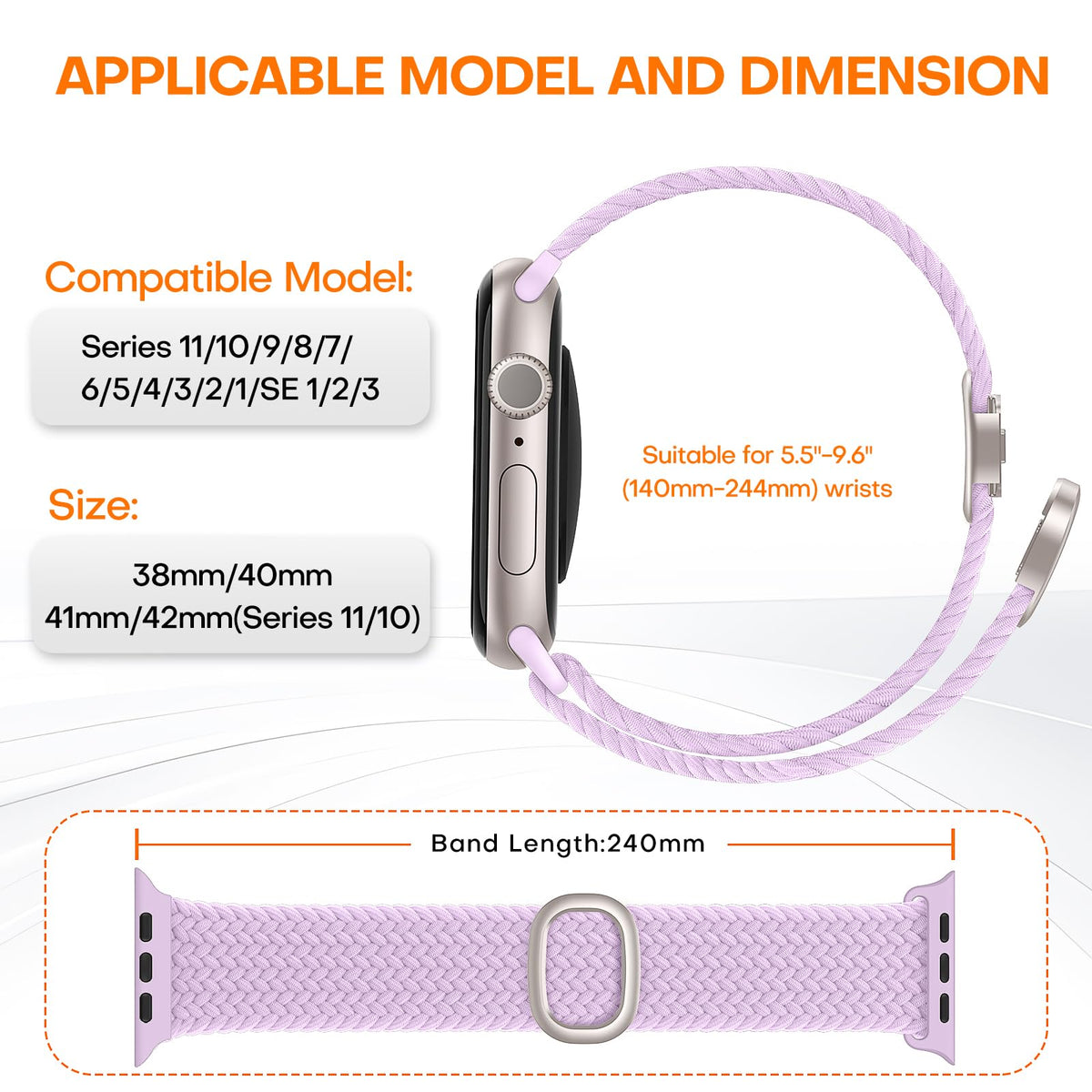 TOCOL Compatible with Apple Watch Bands for Women Men Braided Stretchy Band